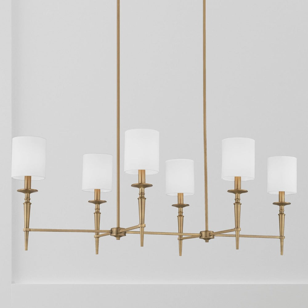 Erina Linear Chandelier - Modern 6-Light LED Pendant Lighting Fixture for Dining Room, Kitchen Island & Living Room | Dimmable Gold Finish Farmhouse Ceiling Light