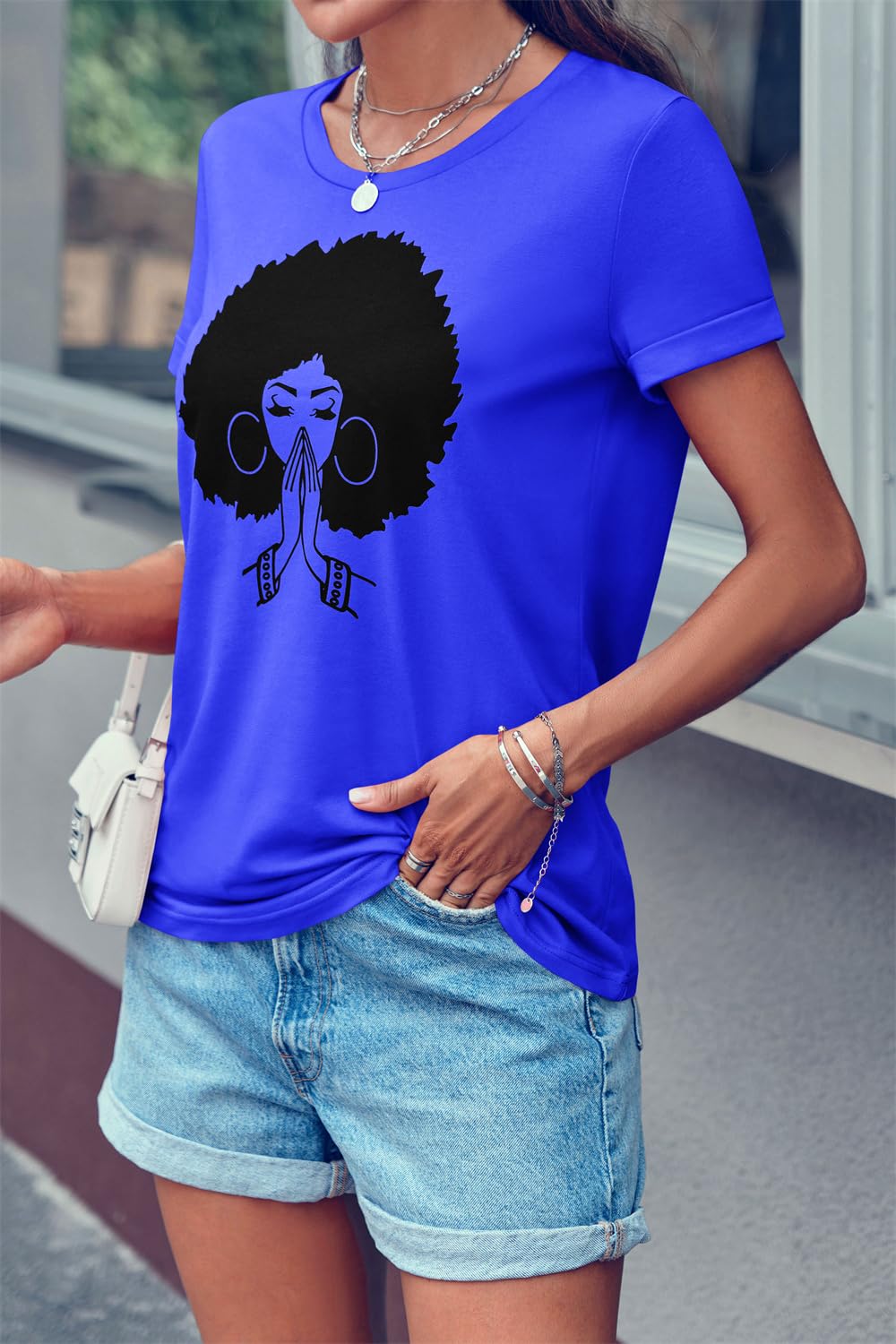 Qianxitang Women's Cute Graphic Print Cotton T-Shirt - Summer Casual Short Sleeve Round Neck Blouse for Daily Wear, Outing & Travel