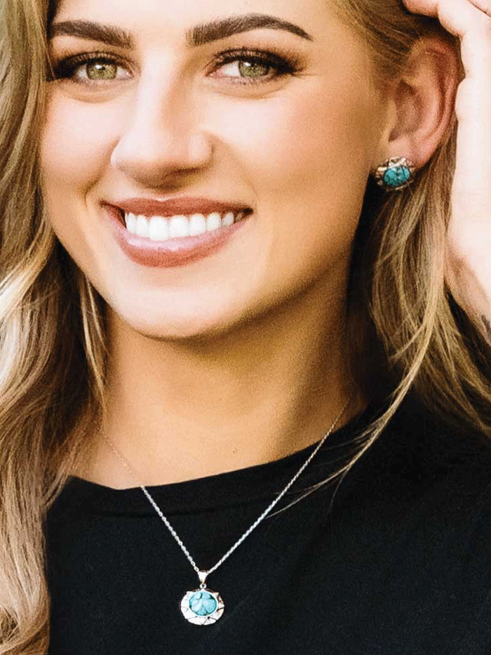 Montana Silversmiths JS6124 Women's Inner Love Turquoise Jewelry Set - Sterling Silver Necklace & Earrings Set for Everyday Wear & Special Occasions