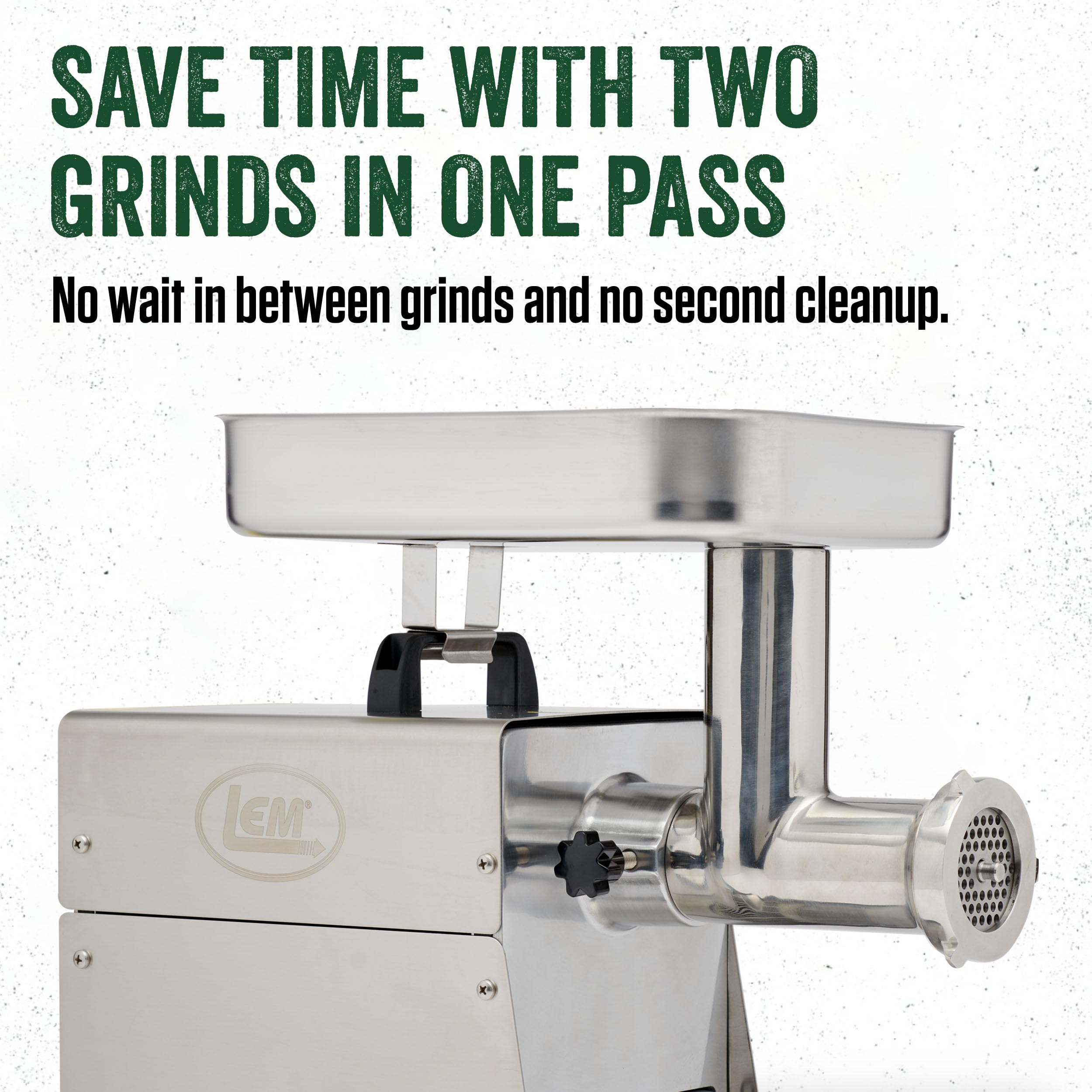 LEM Products BigBite #8 0.5HP Stainless Steel Electric Meat Grinder - Dual Grind Technology for Home Kitchen & Commercial Use - Perfect for Grinding Beef, Pork, Sausage & More