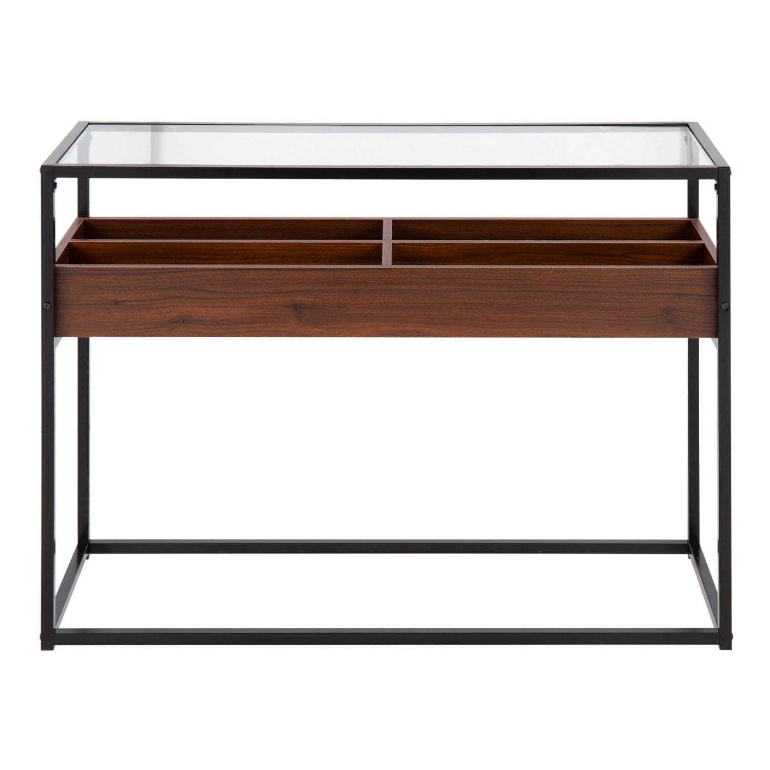 Modern Glass Console Table with Storage - Narrow Entryway Sofa Table for Living Room & Hallway - Stylish Display Shelf Behind Couch - Perfect for Small Spaces, Home Decor & Organization