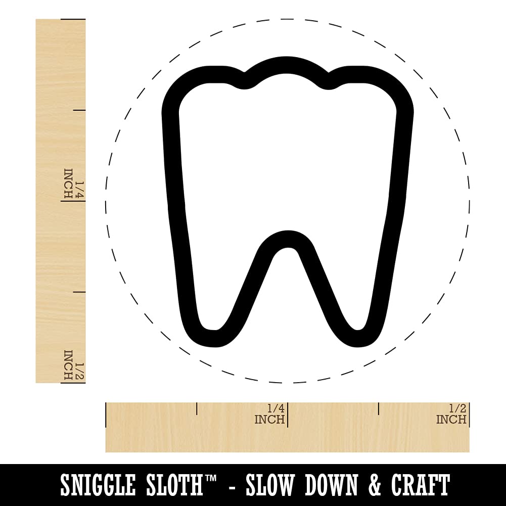 Self-Inking Tooth Outline Rubber Stamp - 1/2 Inch Mini Stamp with Green Ink for Planners, Crafts, DIY Projects & Scrapbooking - Perfect for Dentist Appointments, Dental Hygiene Reminders & Kids' Activities