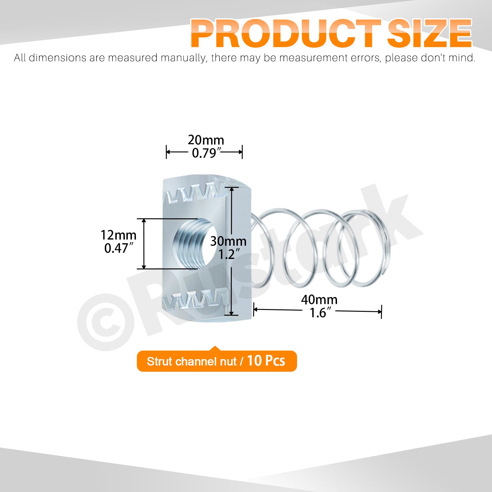 10pcs 1/2-13 Heavy Duty Zinc Plated Spring Strut Channel Nuts - Standard Hardware for Steel Strut Channels - Perfect for Electrical Conduit, HVAC Systems & Construction Projects