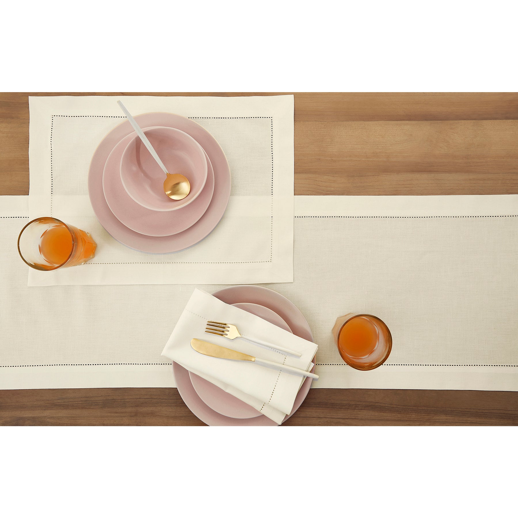 Premium Cotton Linen Hemstitch Table Runner - Elegant Dining Table Decor for Weddings, Parties & Home Decor - 12x72 Inches (White)