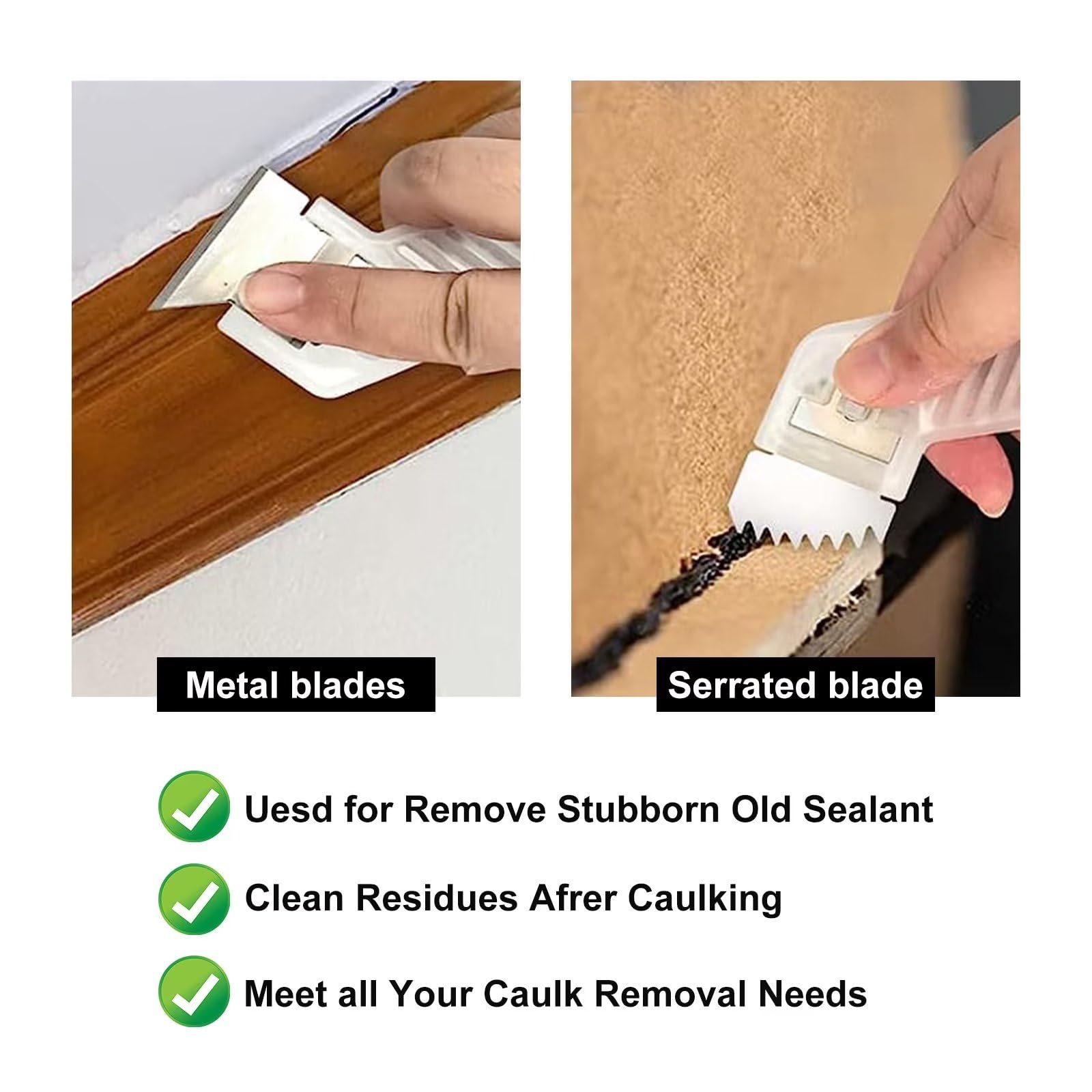 Professional Silicone & Caulk Removal Tool Kit - Sealant Finishing Tools with Scraper & Guide for Perfect Caulking - Ideal for Bathroom, Kitchen & Home Renovation Projects