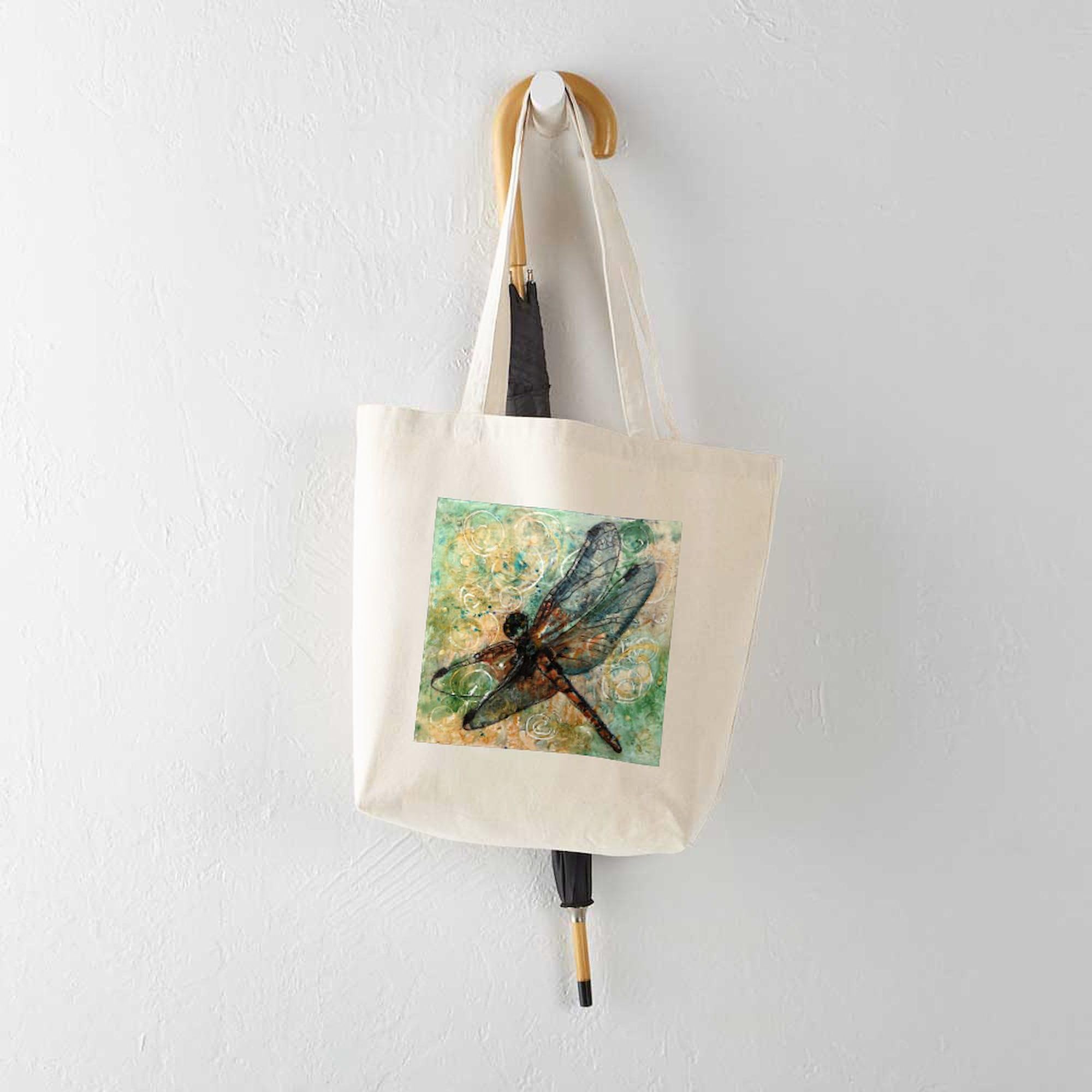 Dragonfly Dance Natural Canvas Tote Bag - Eco-Friendly Reusable Shopping Bag for Groceries, Beach & Daily Use