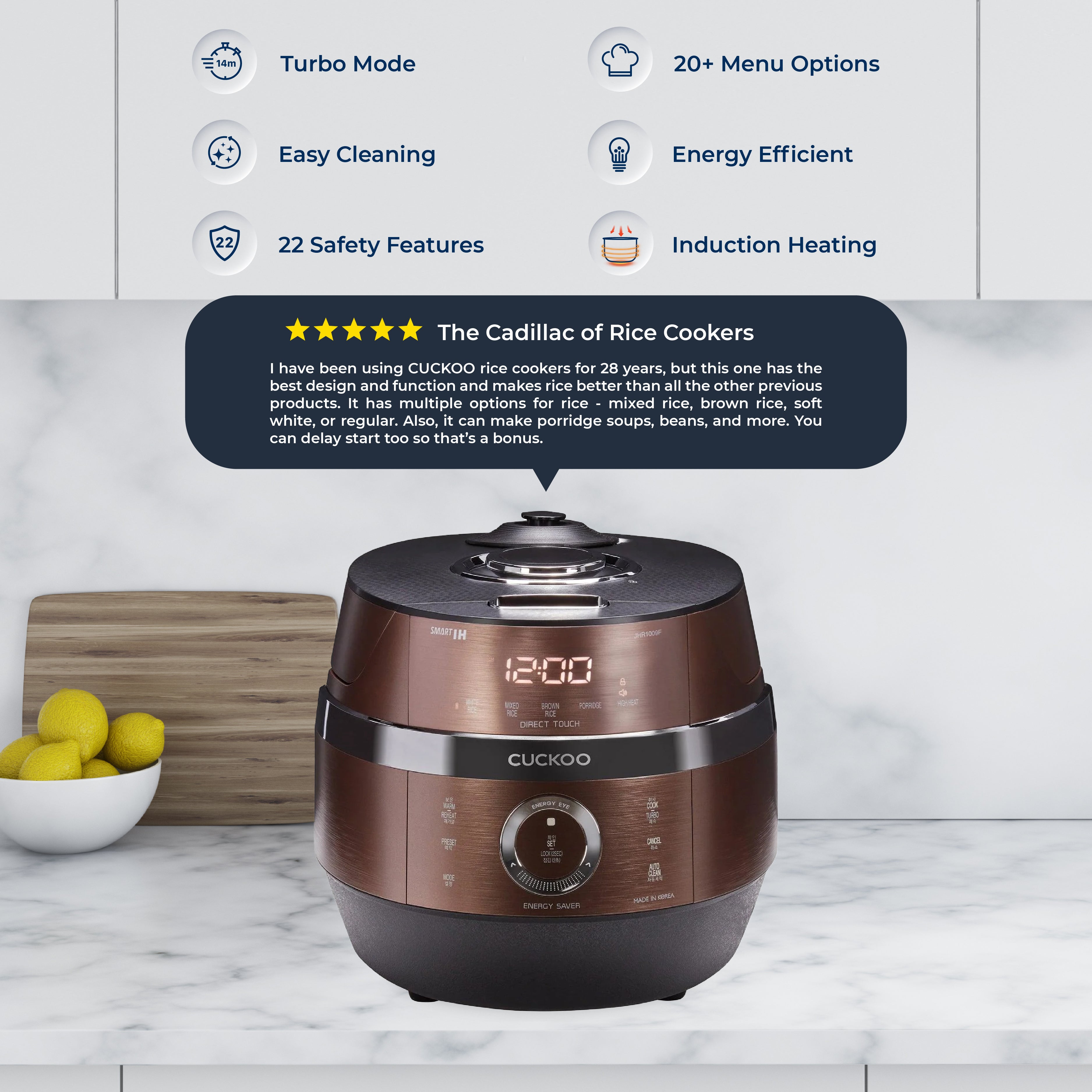 10 Cup IH Pressure Rice Cooker (CRP JHR1009F) - Fast & Even Cooking, Perfect for Family Meals, Dinner Parties & Meal Prep