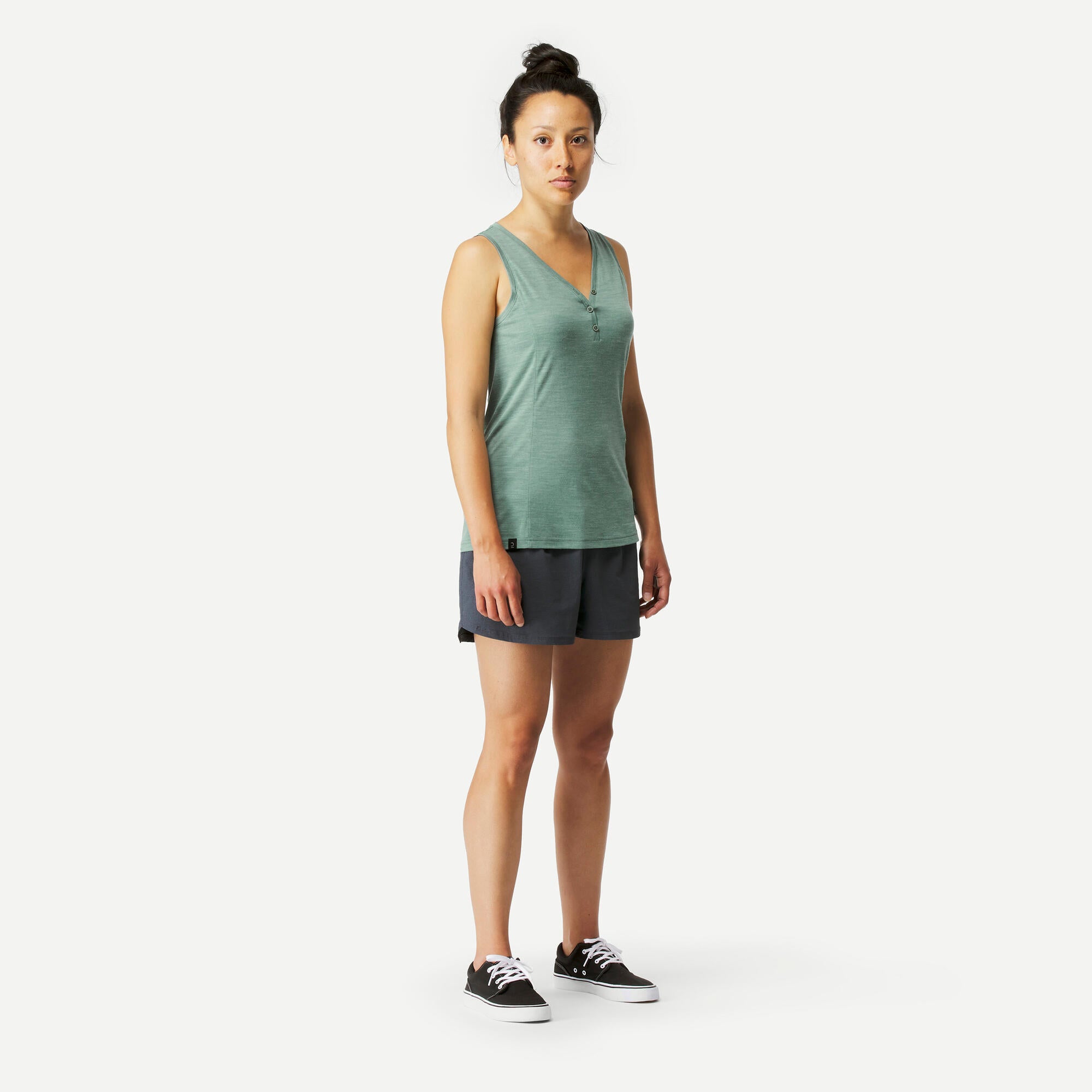 Forclaz Women's Merino Wool Backpacking & Travel Tank Top - Breathable, Moisture-Wicking Hiking Shirt for Outdoor Adventures & Camping