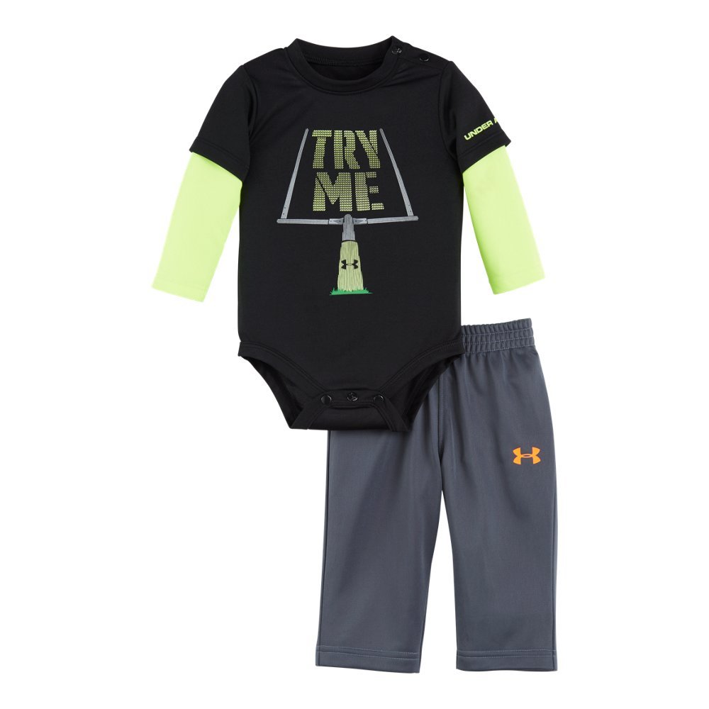 Under Armour Newborn Boys' Bodysuit & Pants Set - Soft Cotton Baby Outfit for Playtime & Sleep | Comfortable Infant Clothes for Daily Wear & Photo Shoots