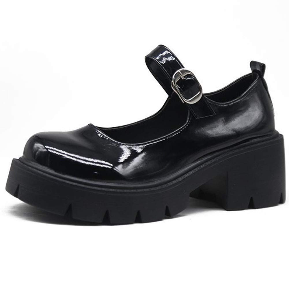 Gothic Platform Mary Jane Shoes for Women - Chunky Heel Ankle Strap Dress Pumps | Vintage Uniform Style for Cosplay, Halloween & Gothic Fashion
