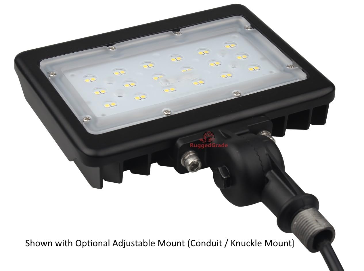 RuggedGrade 50 Watt LED Flood Light - Kivo Series Waterproof Outdoor Lighting with Conduit Threaded Mount - Bright 5000K Daylight for Parking Lots, Warehouses & Building Facades