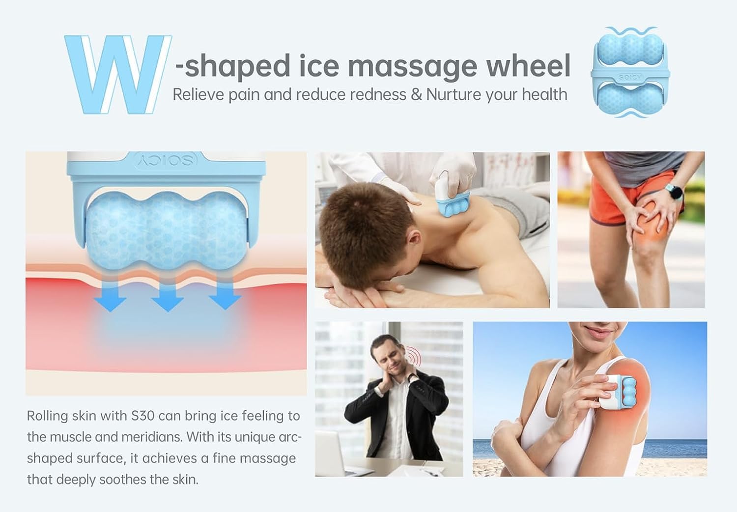 Toriox Ice Roller for Face & Eyes - Cold Therapy Massager for Puffiness, Migraine & Pain Relief - Skin Care & Beauty Tool for Women - Perfect for Morning Routine & Post-Workout Recovery