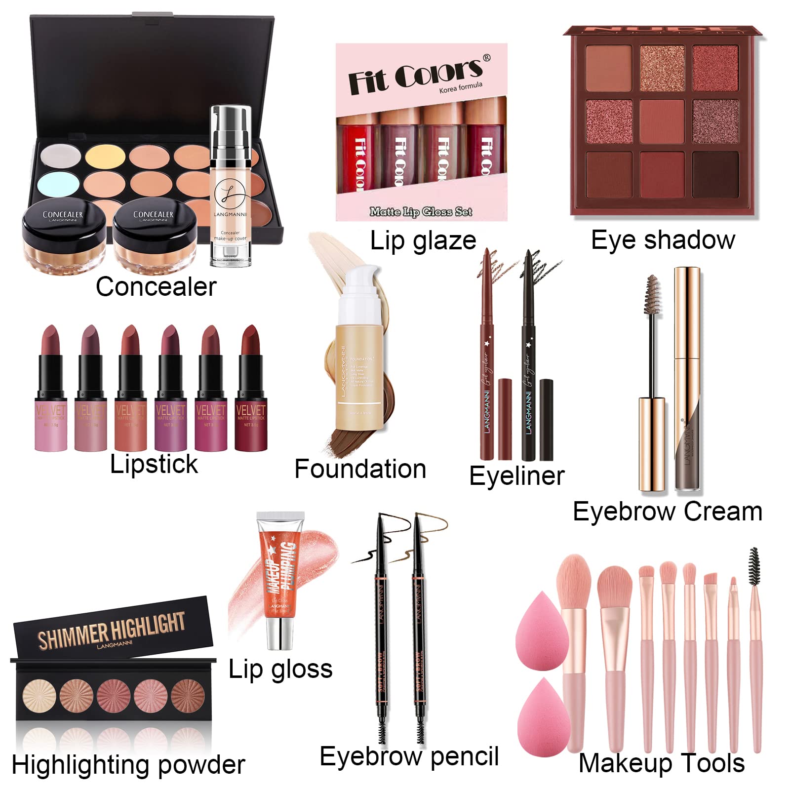 FantasyDay Complete Makeup Kit - Christmas Makeup Gift Set with Eyeshadow, Lipstick, Brushes, Contour Stick, Concealer, Mascara, Blush, Powder | Perfect for Holiday Gifting, Birthday Presents & Professional Makeup Artists