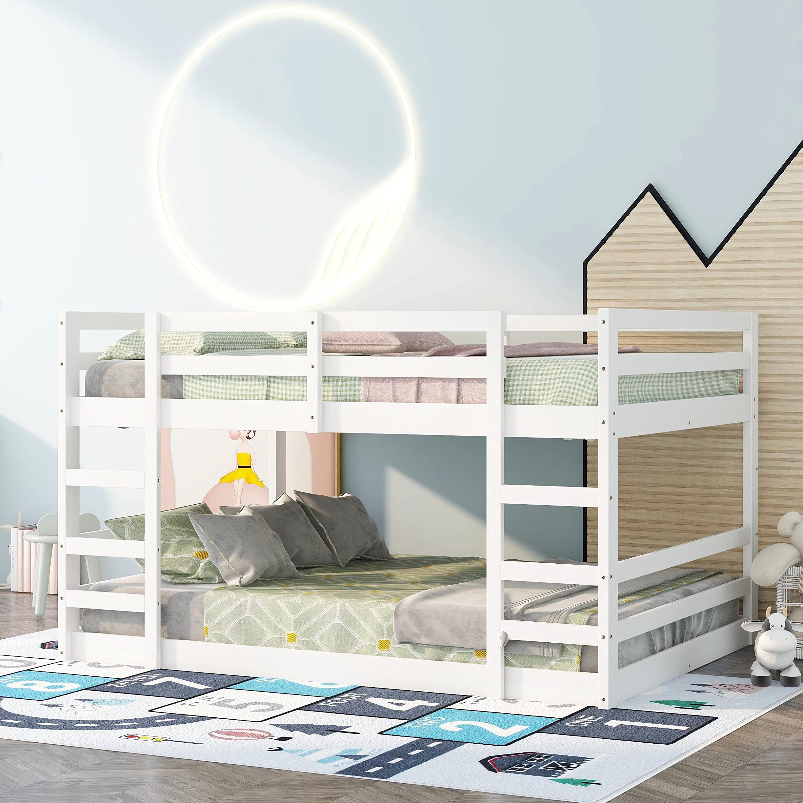 Kids Twin Over Twin Bunk Bed with Stairs & Guardrails - Space-Saving for Boys & Girls Bedrooms