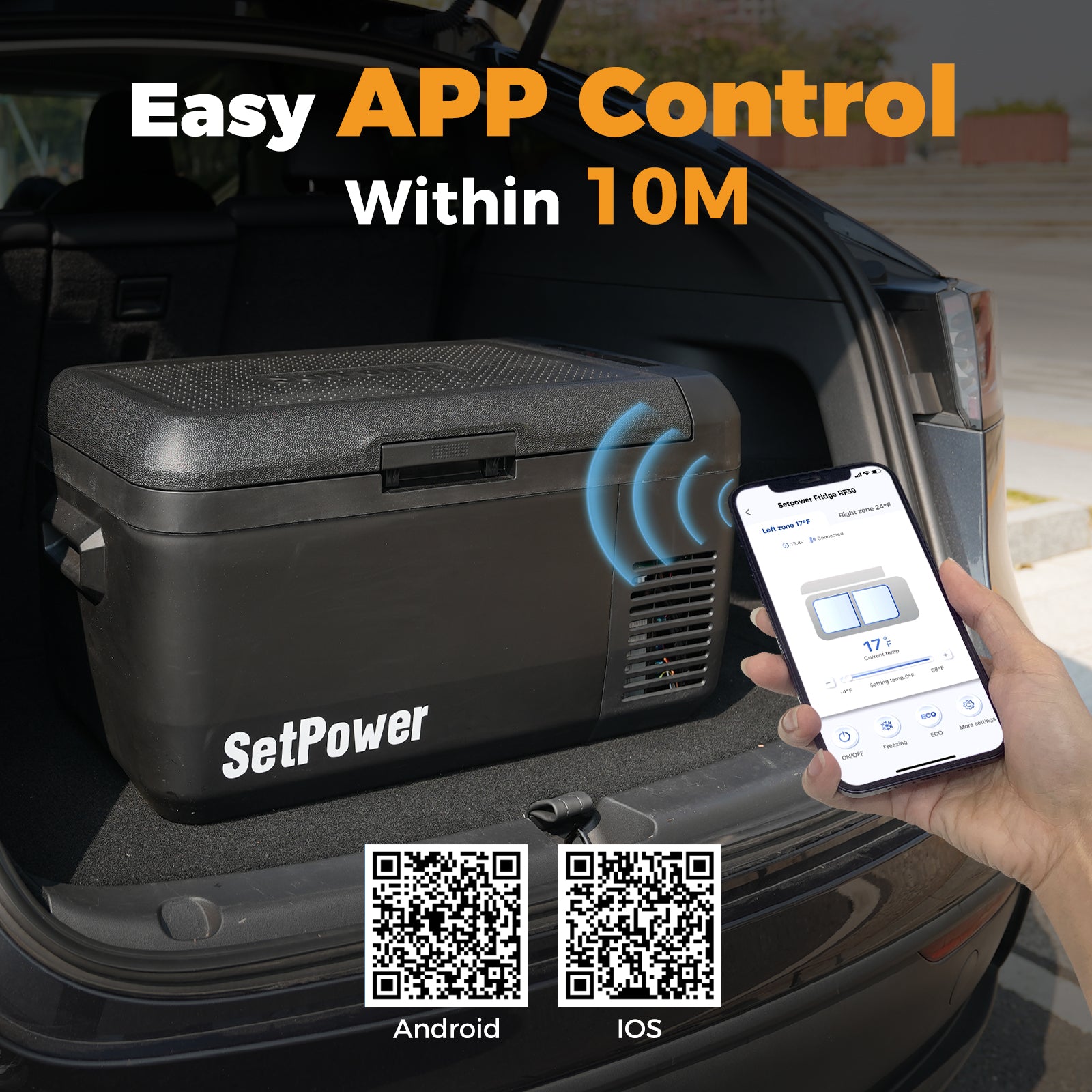 Setpower RF30 12V Portable Electric Cooler Freezer for Cars, Trucks & RVs - 32 Quart Capacity, Smart App Control - Perfect for Road Trips, Camping & Outdoor Adventures