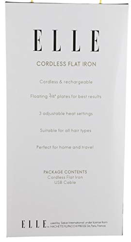 Elle Cordless Flat Iron - 1lb Lightweight Hair Straightener for Travel & On-the-Go Styling | Perfect for Home, Salon & Vacation Use