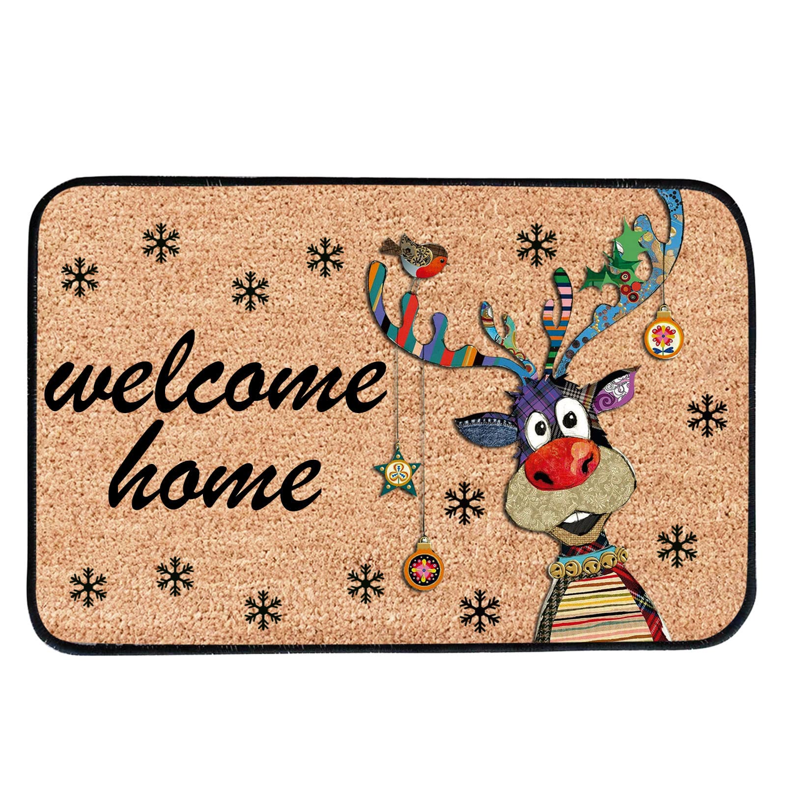 Funny Christmas Velvet Doormat 40cm x 60cm - Non-Slip Entryway Rug with Crystal Decor for Holiday Home Decoration | Perfect for Front Door, Porch & Festive Indoor Decor