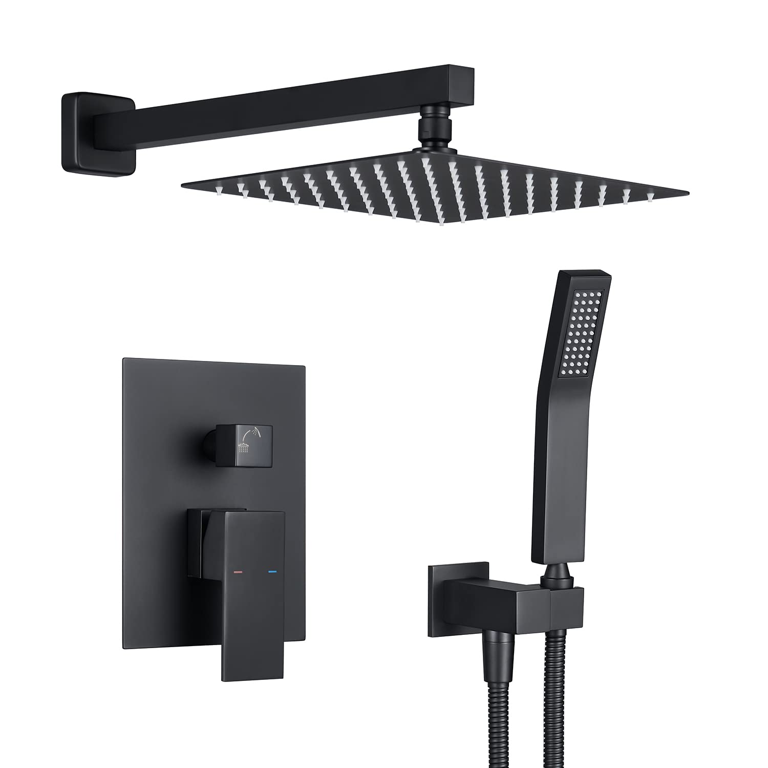 Artiqua 10-Inch Black Wall Mount Rain Shower Combo Set - Rainfall Shower Head & Handheld Shower with Wall Mount Faucet for Modern Bathroom | Perfect for Spa-Like Experience & Luxury Home Renovation