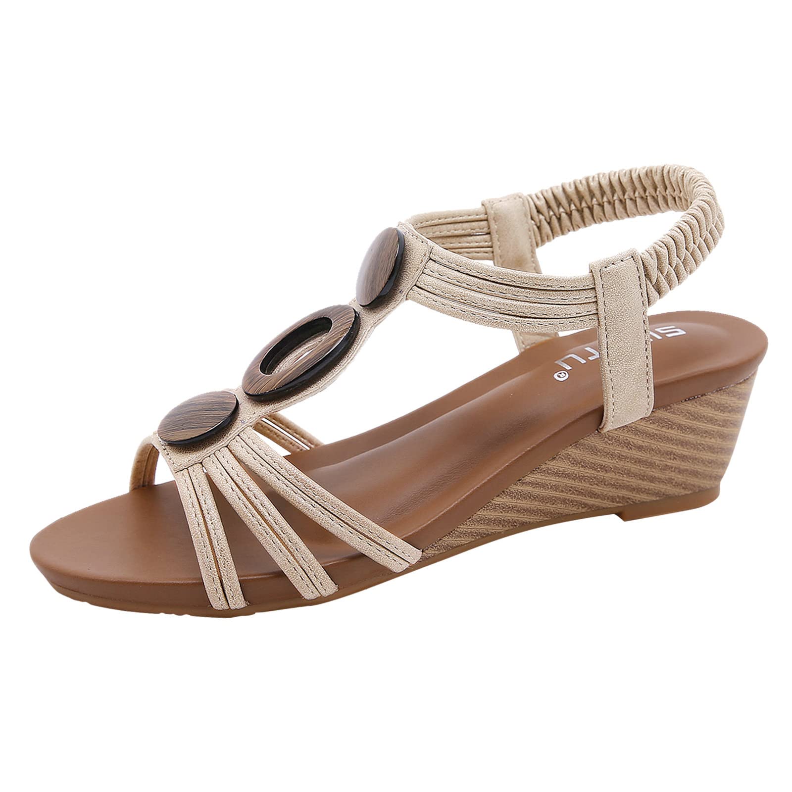 Women's Bohemian T-Strap Peep Toe Sandals - Comfortable Black Flat Beach Shoes Size 41 | Perfect for Summer Vacations, Beach Walks & Casual Outings