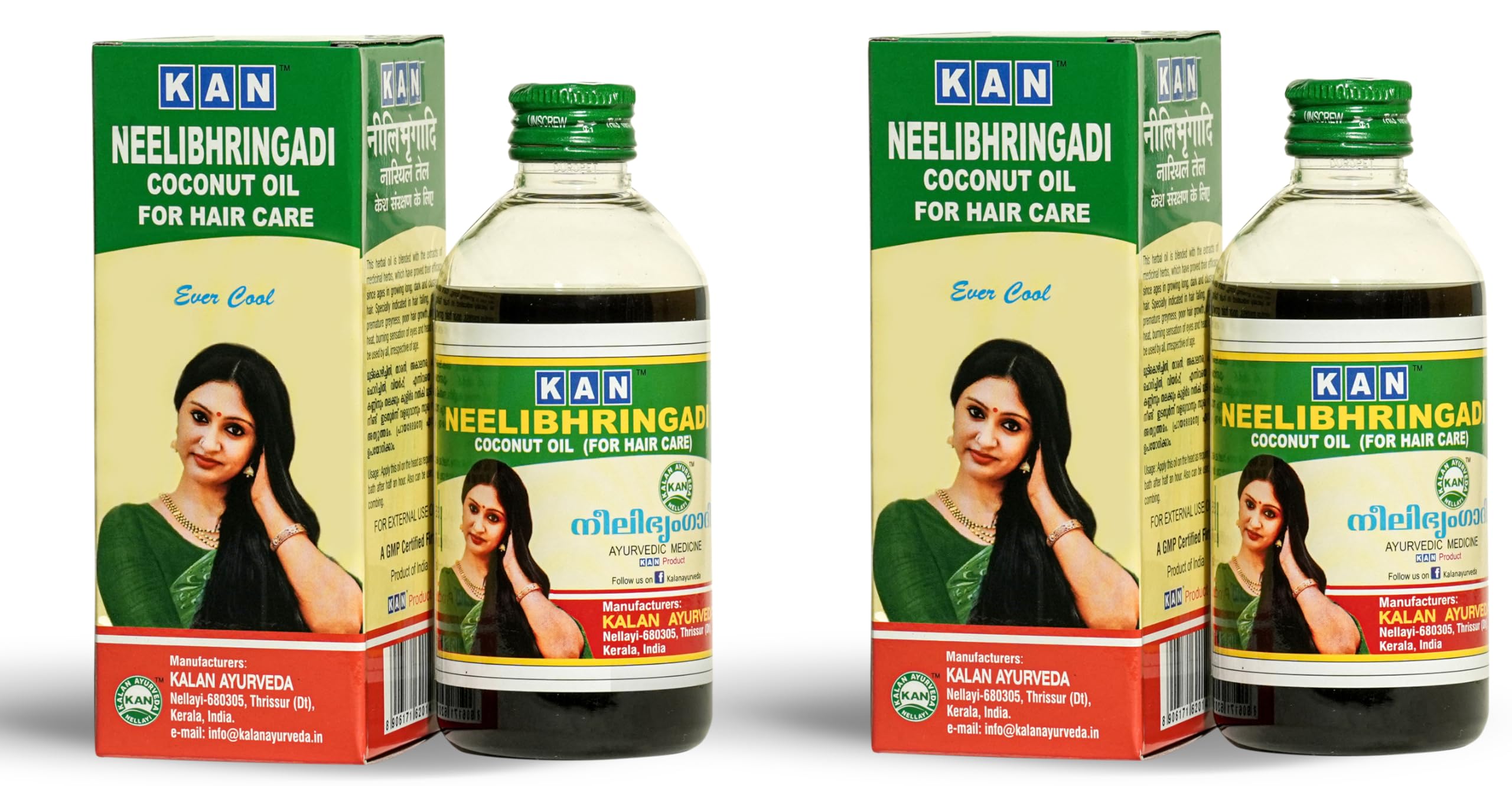 KAN Kalan Ayurveda Neelibhringadi Coconut Hair Oil for Hair Growth & Scalp Care - 100ml (Pack of 2) - Natural Ayurvedic Treatment for Dry, Damaged Hair & Dandruff Relief - Perfect for Daily Hair Care Routine & Massage Therapy