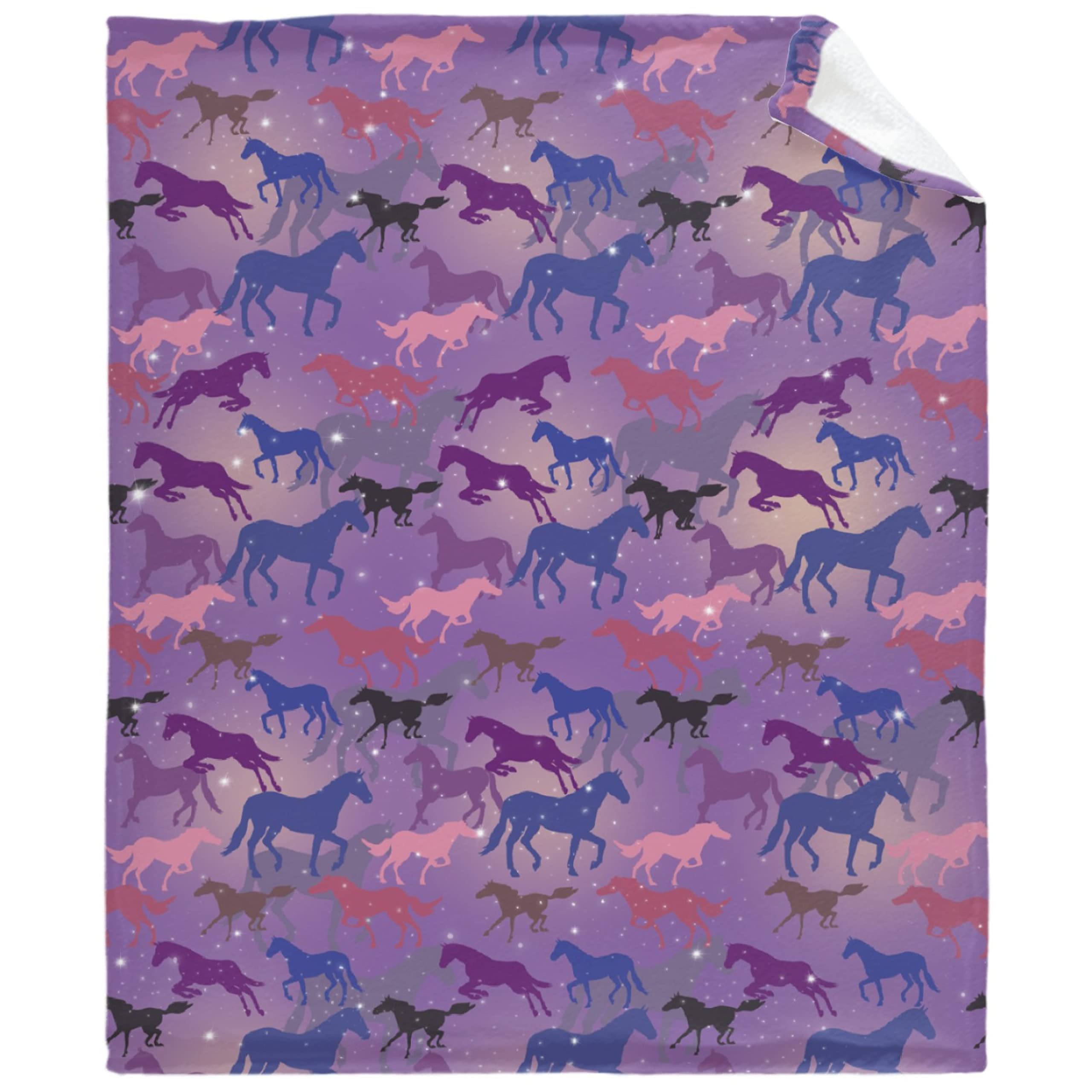 Galaxy Horse Pattern Flannel Fleece Throw Blanket - Lightweight & Cozy All-Season Bedding for Teens - 60x50 Inch Soft Blanket for Bedroom, Sofa & Decor - Perfect Gift for Christmas & Home Use