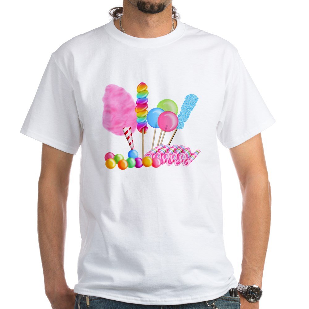 Candy Circus White Cotton T-Shirt for Women & Men - Soft Comfortable Casual Tee - Perfect for Parties, Carnivals, and Everyday Wear