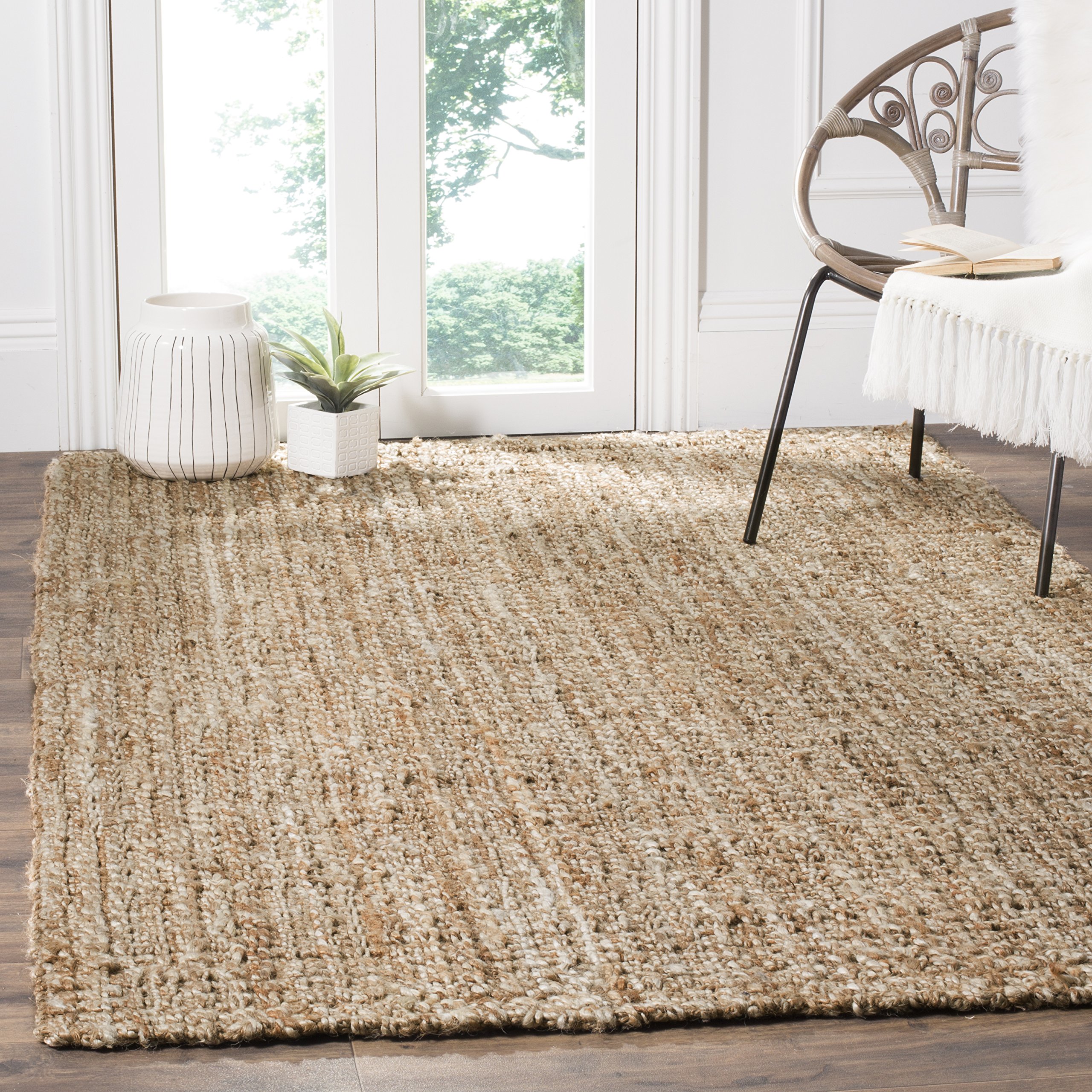 SAFAVIEH Handmade Jute Area Rug 8' x 10' - Natural Fiber Collection, Durable & Eco-Friendly Floor Covering for High Traffic Living Room, Bedroom, Dining Room | NF456A