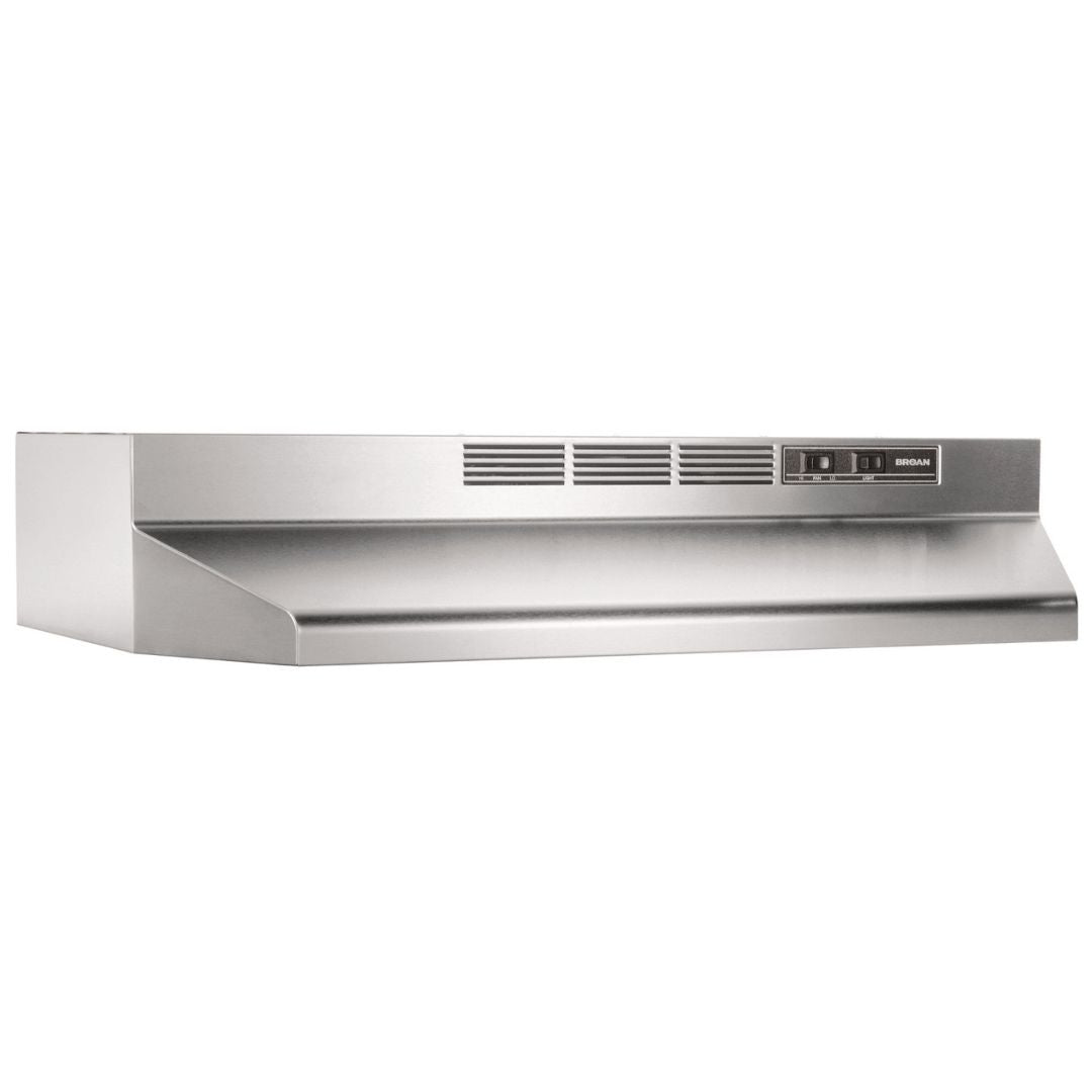 Broan 41000 Series 30-Inch Stainless Steel Ductless Under Cabinet Range Hood (Model 413004) - Perfect for Kitchen Ventilation & Smoke Removal