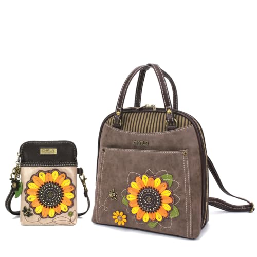 Sunflower Backpack and Sunflower Cellphone Purse Combo