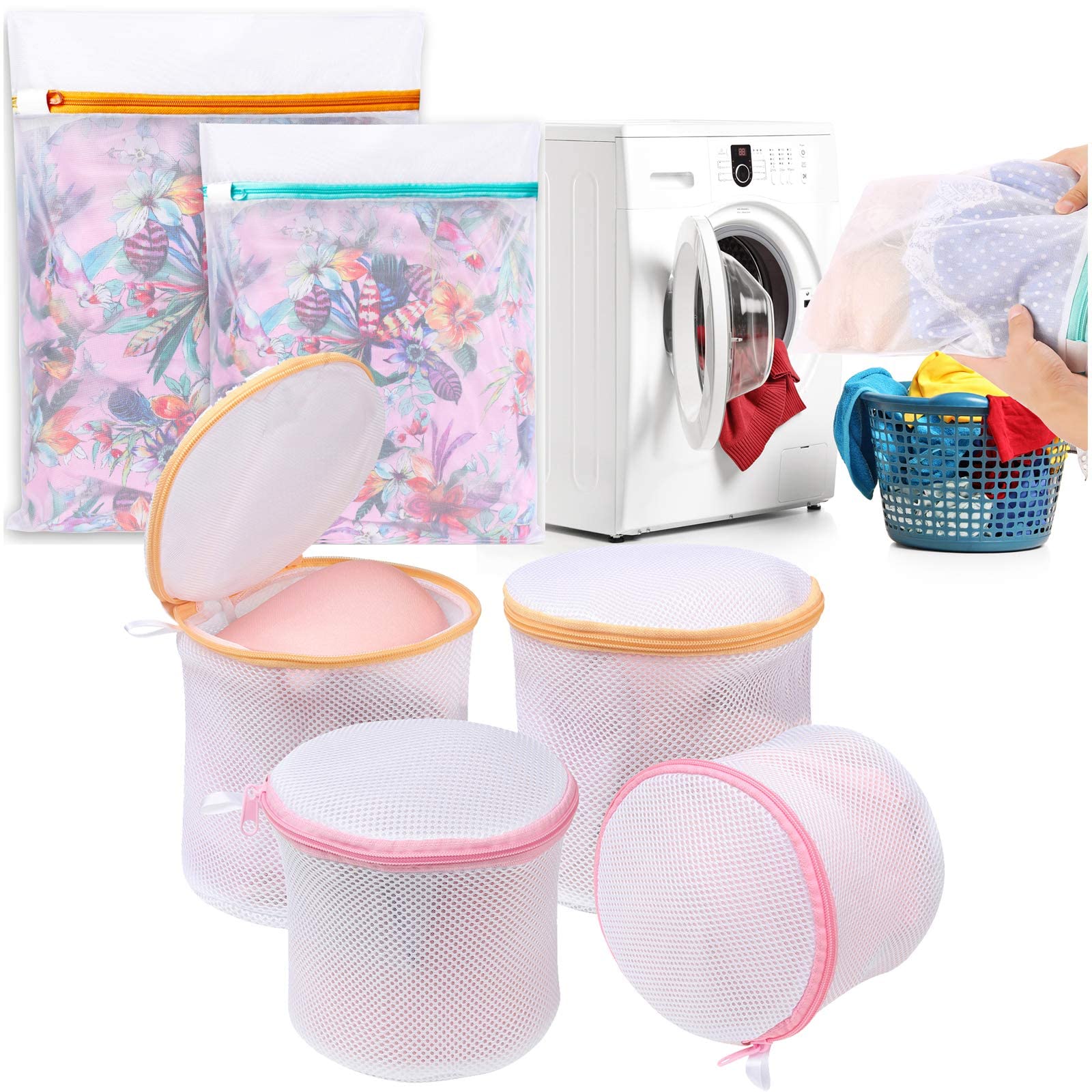Bagail 6-Pack Mesh Laundry Bags Set - 2 Delicate Wash Bags & 4 Bra Wash Bags for Gentle Clothing Protection | Perfect for Travel, Gym, and Home Laundry Care
