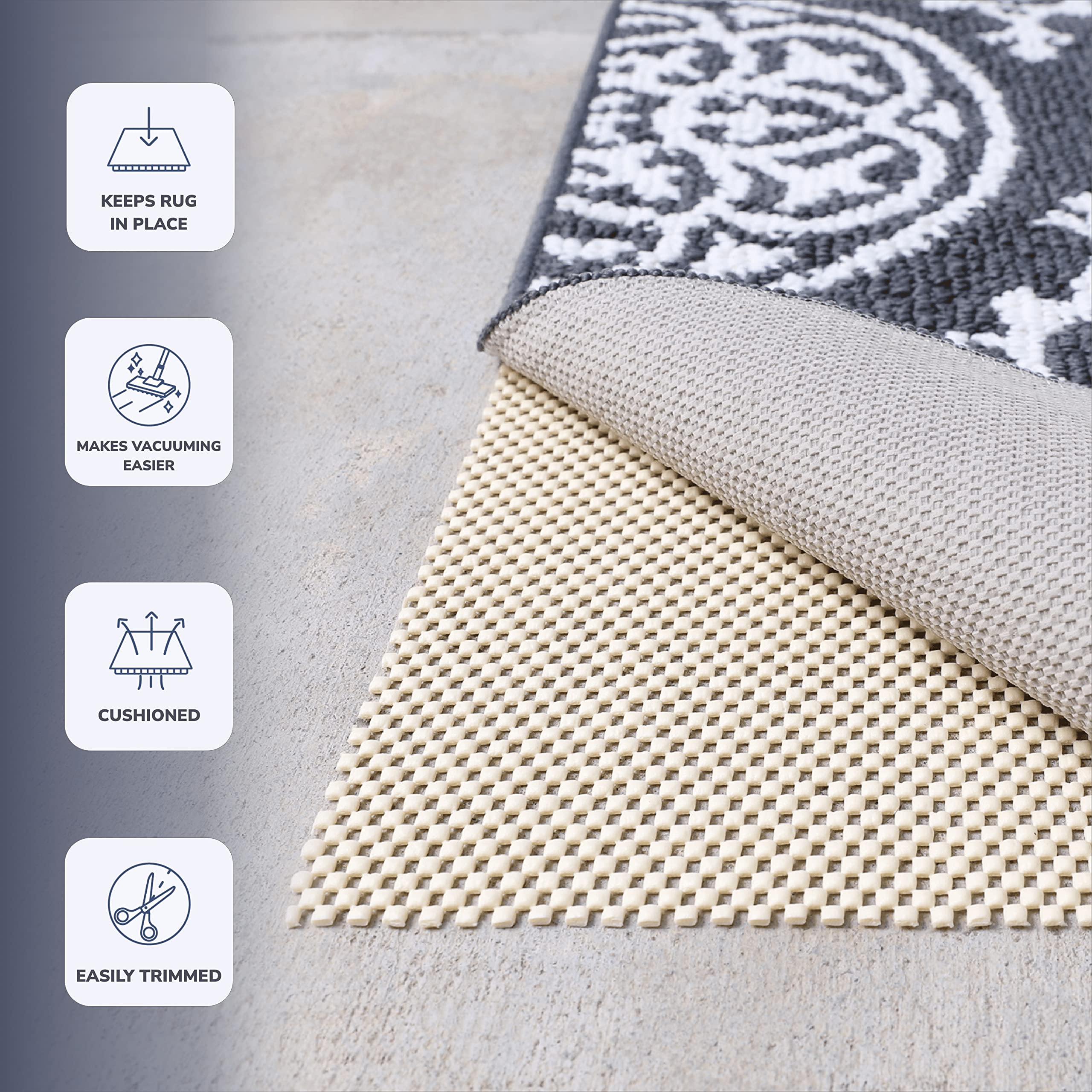 Slip-Stop Super Grip Non-Slip Rug Pad 9x12 ft - USA-Made Outdoor Rug Gripper for Hardwood Floors & Decks - Prevents Rugs from Sliding on Patio, Porch & High Traffic Areas
