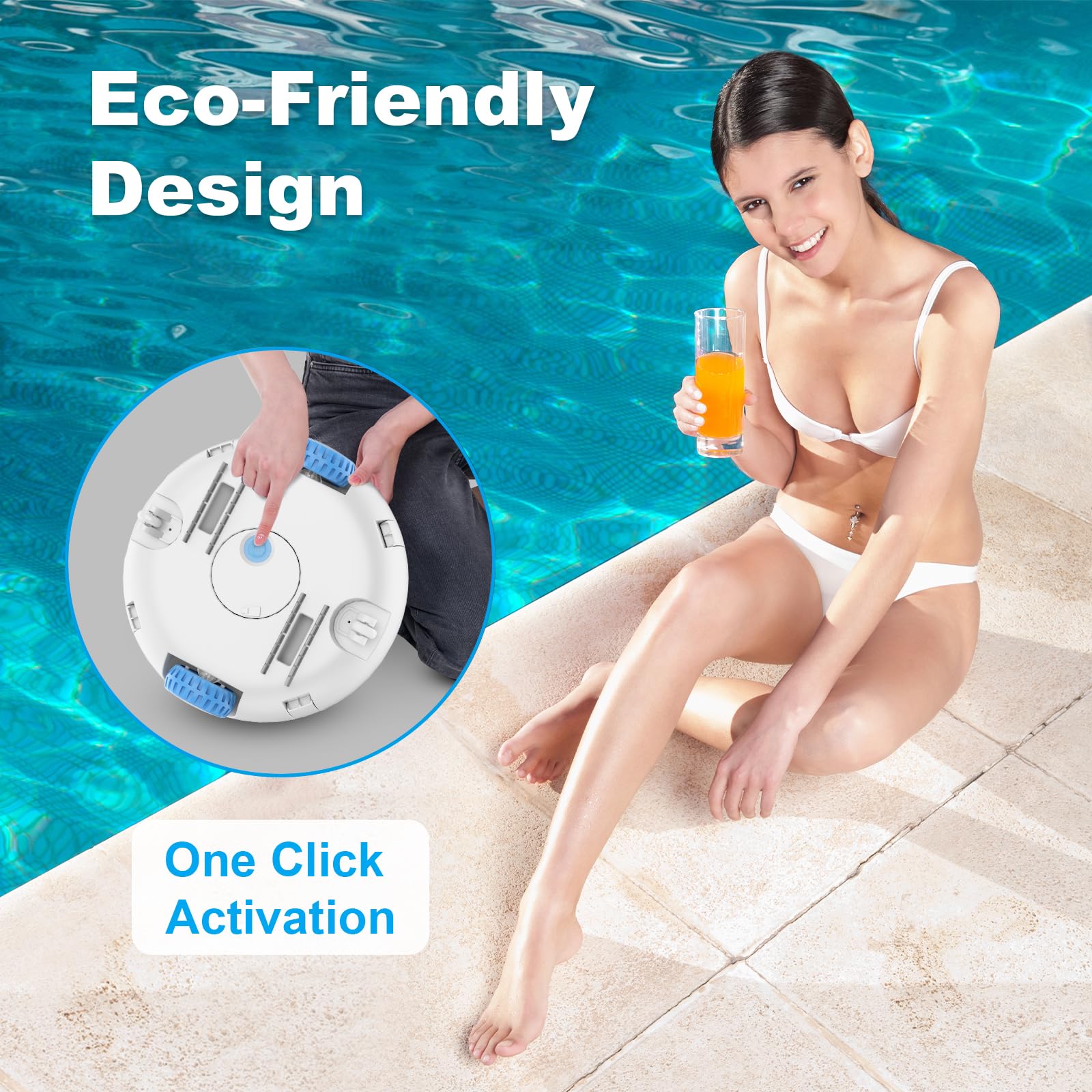Cordless Robotic Pool Vacuum Cleaner - 7500mAh Battery Lasts 140 Mins, Self-Parking, Powerful Suction for Above Ground & In-ground Swimming Pools - Ideal for Flat Bottom Pools, Easy Maintenance & Crystal Clear Water All Season