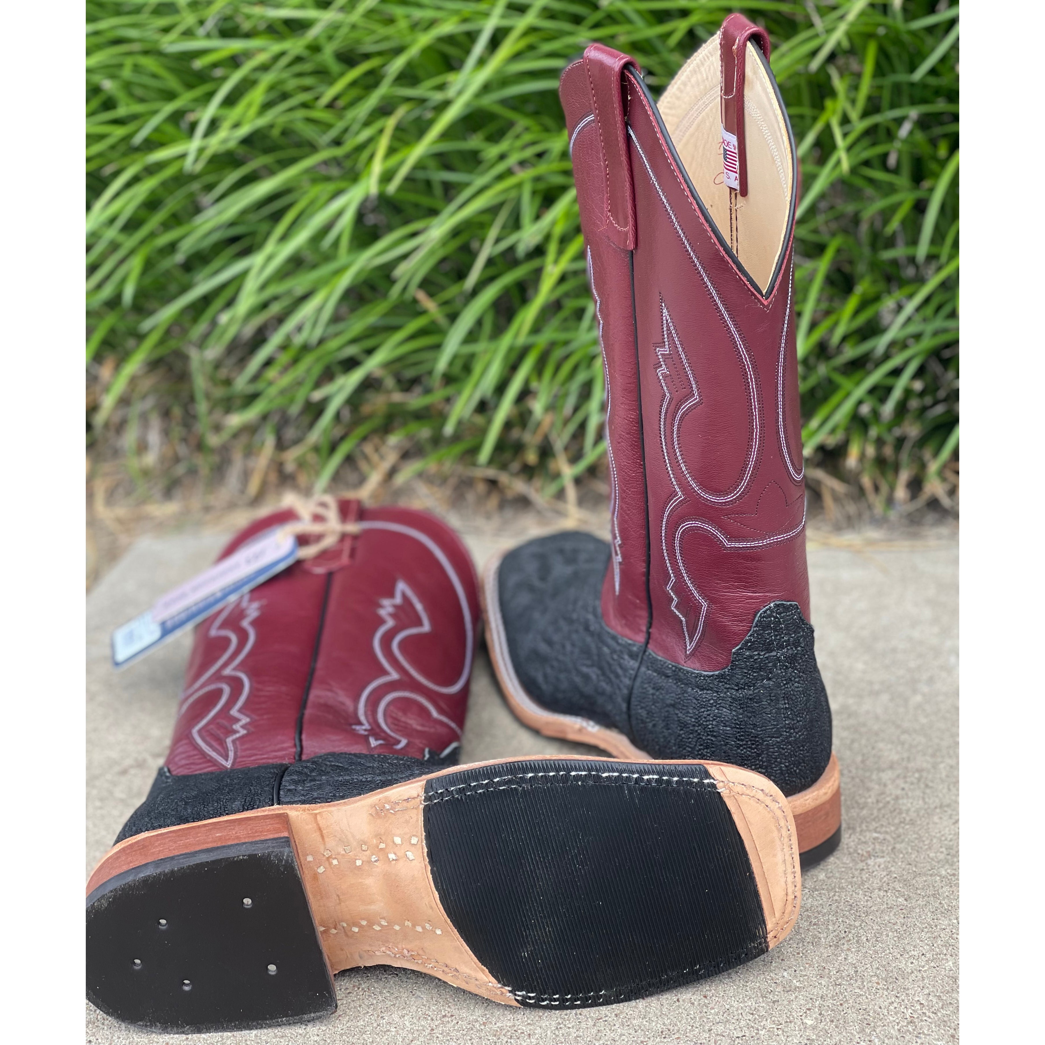Anderson Bean Men's Black Elephant Leather Cowboy Boots - Durable & Stylish Western Boots for Men - Perfect for Rodeo, Country Dancing & Casual Wear