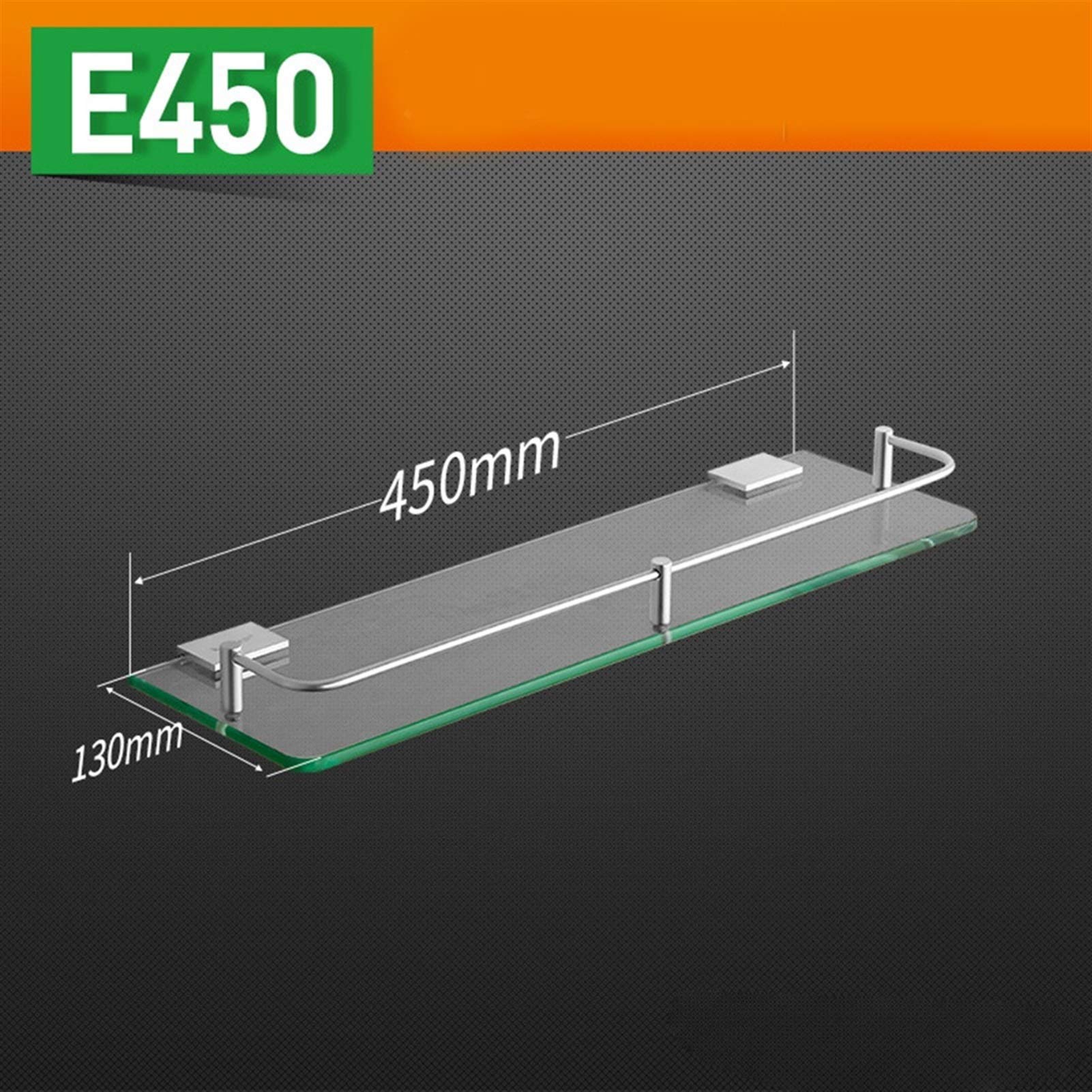 Floating Glass Shelves for Shower - Wall Mounted Bathroom Storage Organizer with Aluminum Brackets - Easy to Install Hanging Shelf (35cm) - Perfect for Shampoo, Soap & Towel Storage in Bathroom