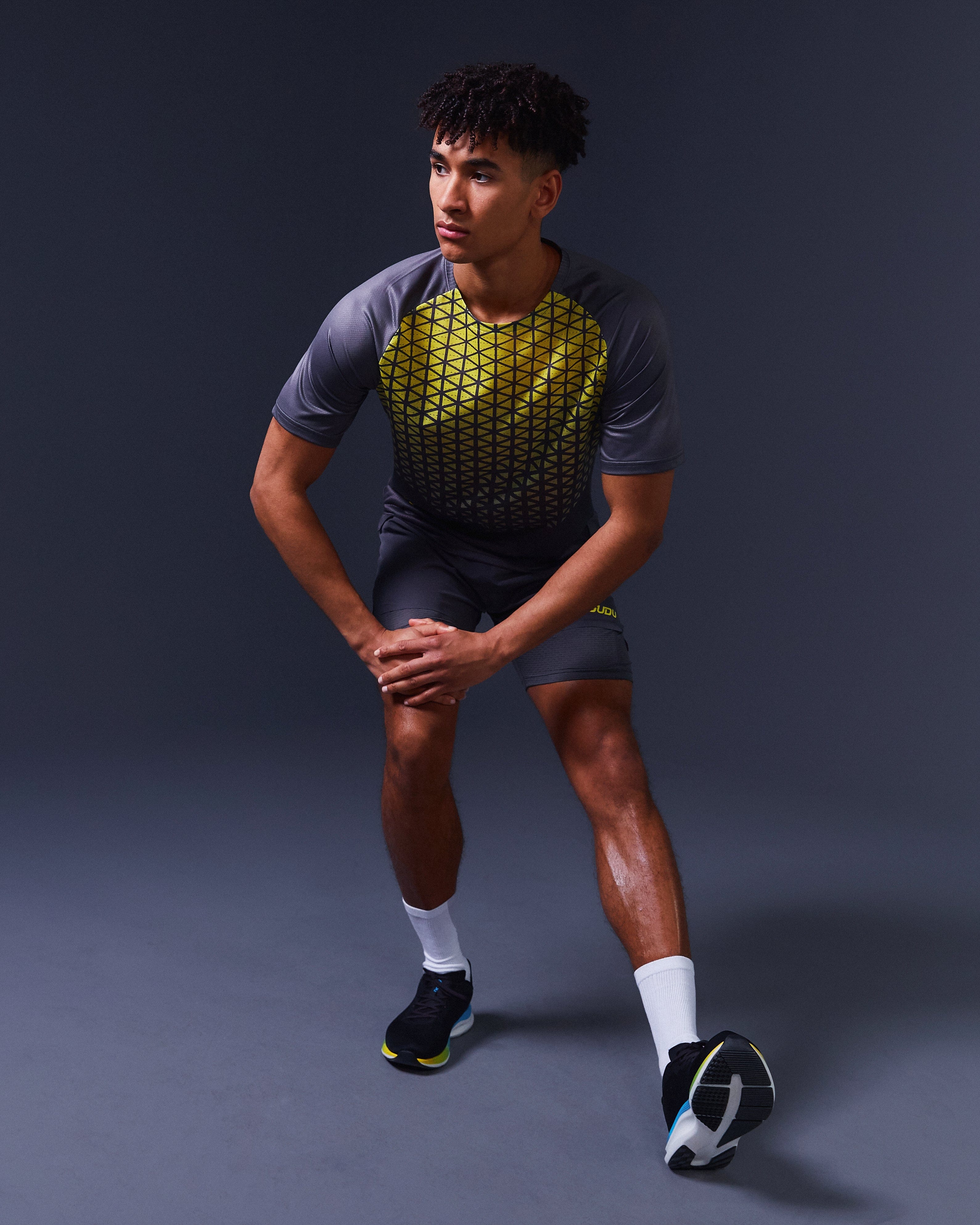 SRT SS 01 Men's Short Sleeve T-Shirt - Breathable Cotton Casual Tee in Grey/Yellow for Summer Wear, Gym & Outdoor Activities