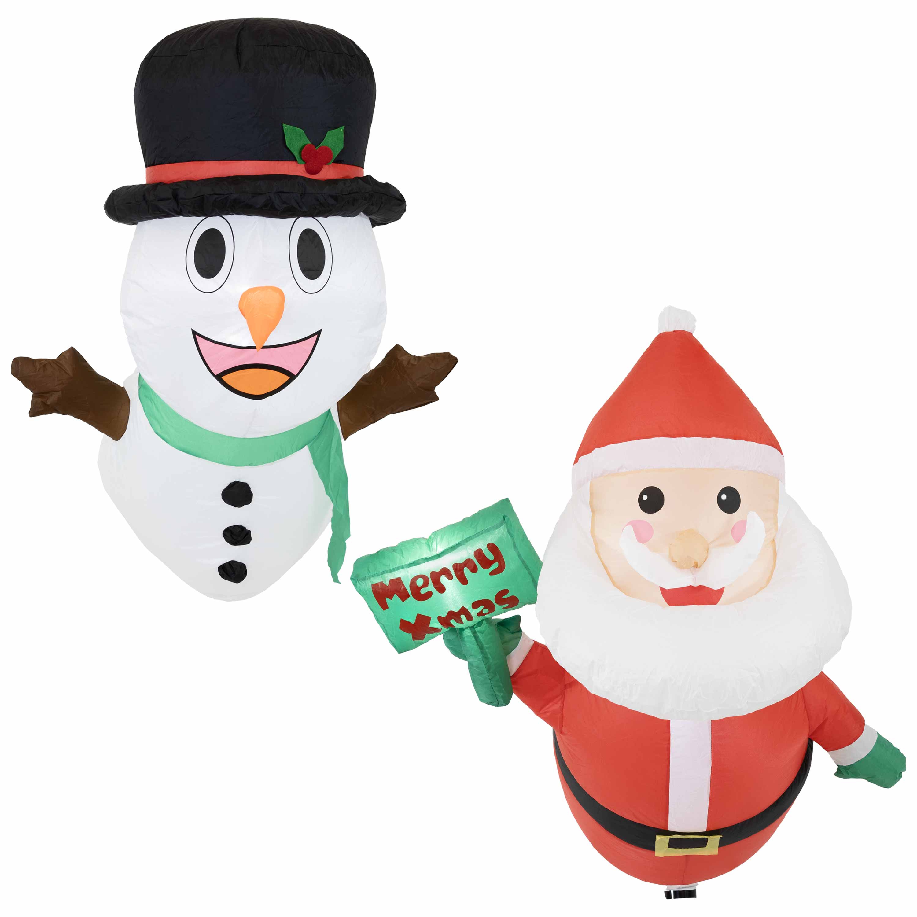Sunnydaze Santa and Frosty Inflatable Christmas Decorations - Outdoor Holiday Yard Decor for Xmas Party, Home, Garden, and Lawn