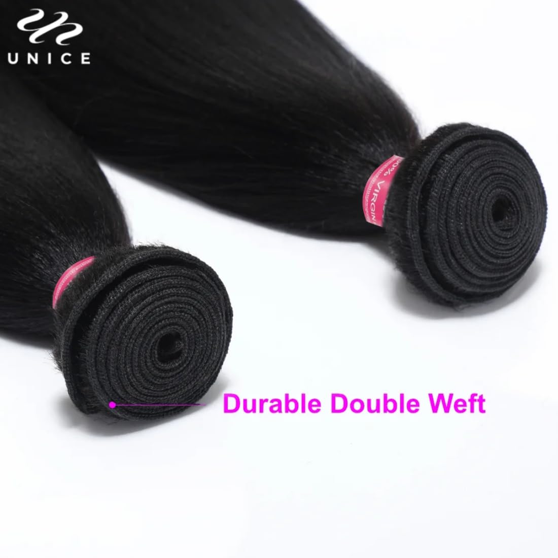 UNICE 12A Silk Yaki Straight 100% Virgin Human Hair Weave - 4 Bundles (26