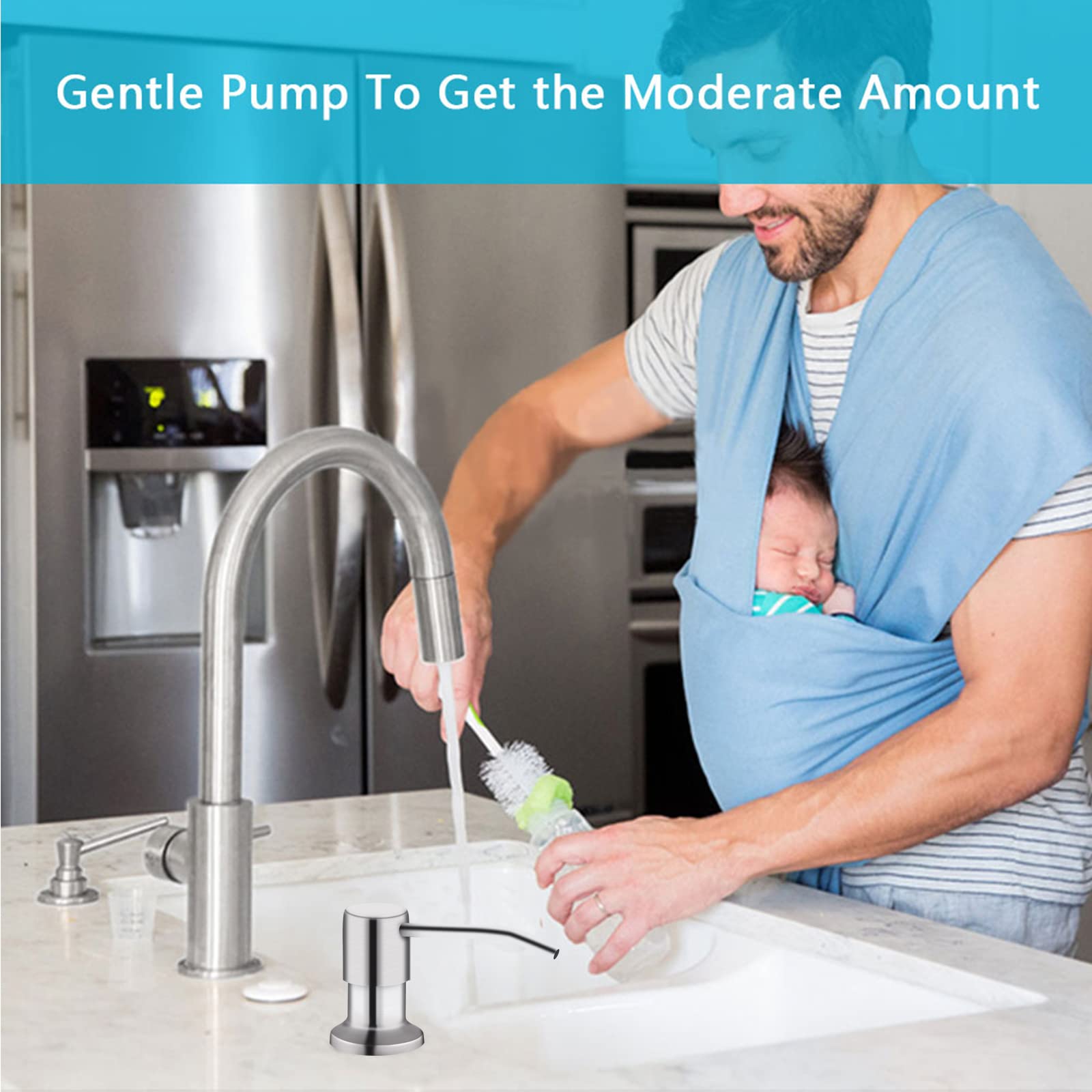 Brushed Nickel Kitchen Sink Soap Dispenser with 47