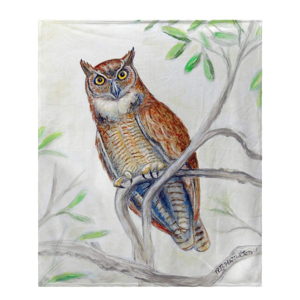 Betsy Drake Great Horned Owl Throw Blanket - Soft Cozy Flannel Plush Fleece Throw for Couch, Bed & Home Decor - Perfect for Gifts, Winter Warmth & Cozy Nights