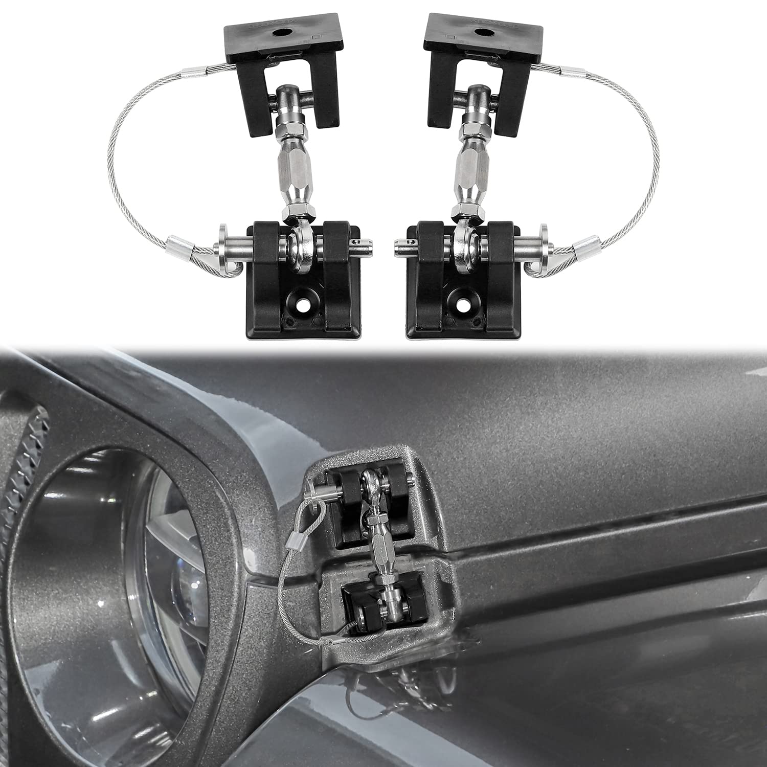 CheroCar Stainless Steel Hood Latch Catch Kit for 2008-2021 Jeep Wrangler JL & 2020-2021 Jeep Gladiator JT - Durable Black Replacement Part for Off-Road Adventures & Daily Driving
