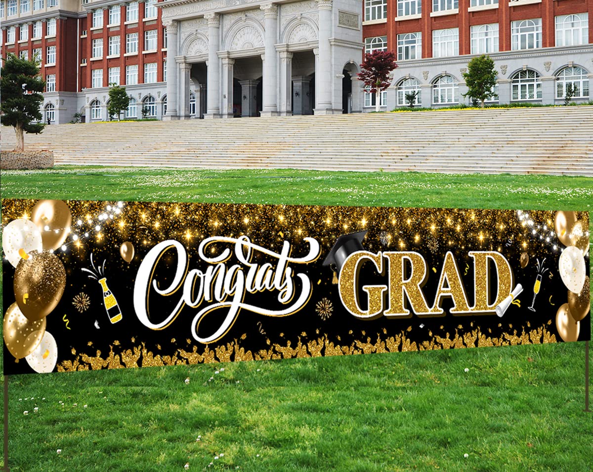 2025 Graduation Party Decorations - Congrats Grad Yard Sign Banner for Class of 2025 - Outdoor Lawn Decor for High School & College Graduation Celebrations