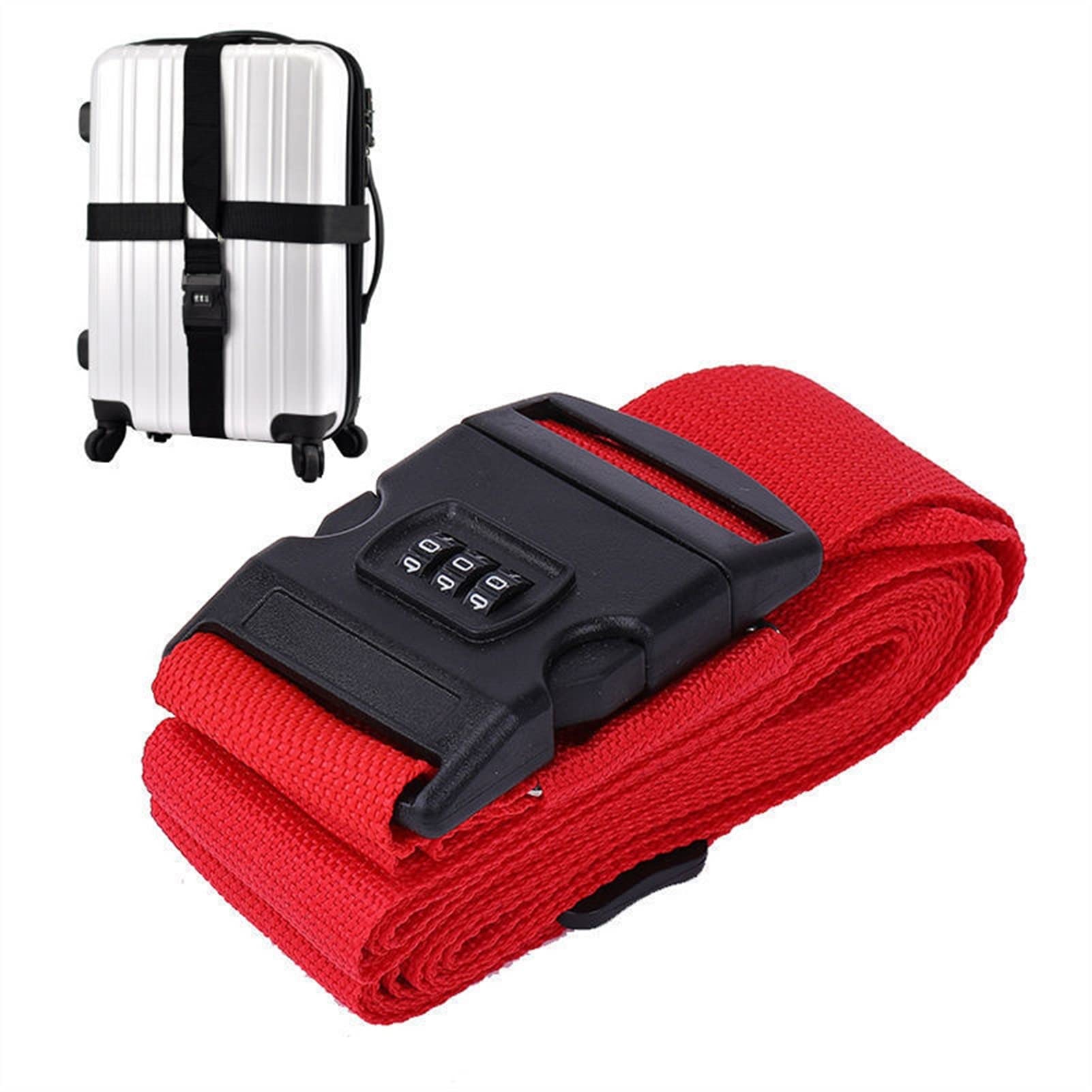 Adjustable 420CM Luggage Strap with Lock - Travel, Camping Accessories (Red)
