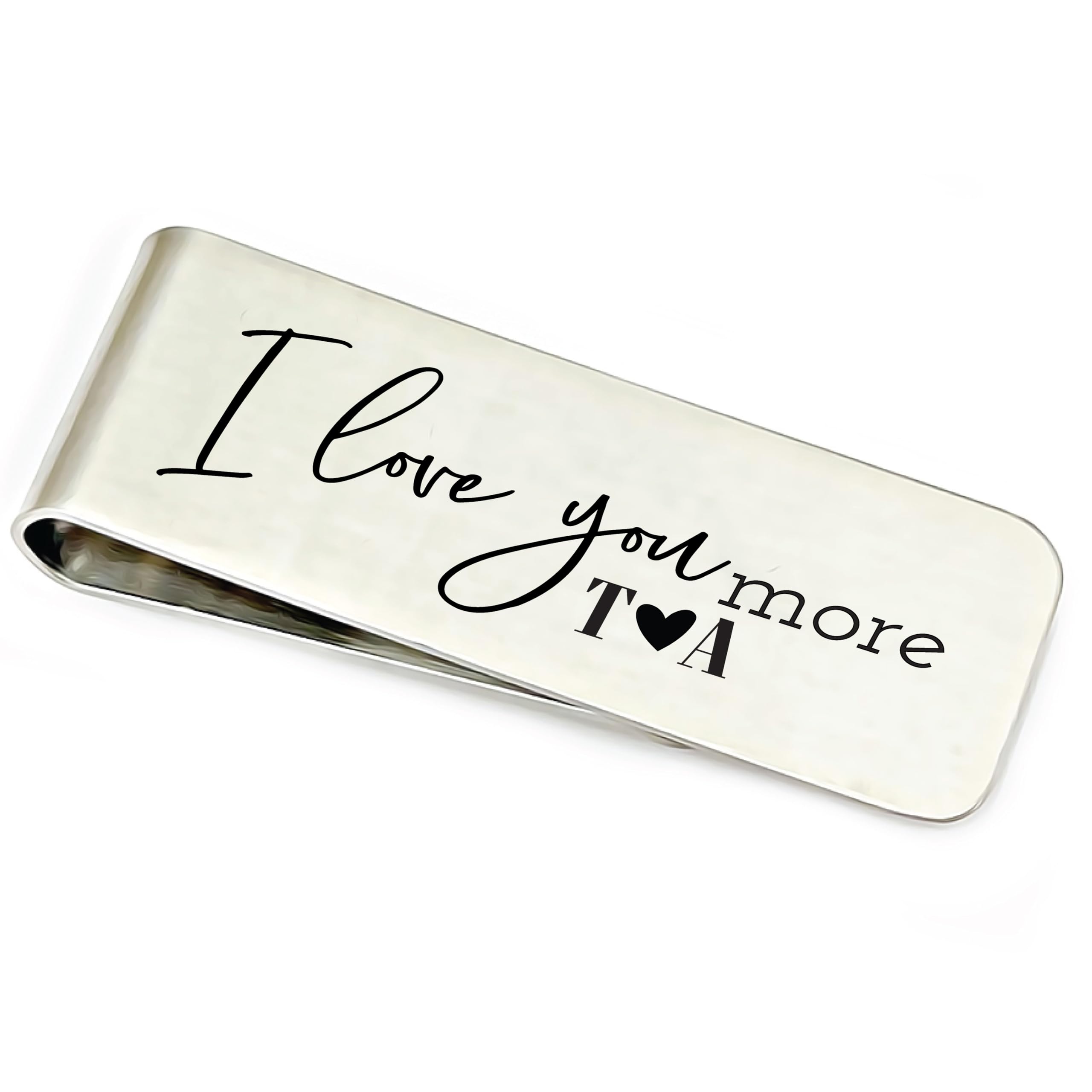 Personalized Love You More Money Clip - Engraved Initials Gift for Husband, Boyfriend & Friends - Stylish Wallet Accessory for Everyday Use & Special Occasions