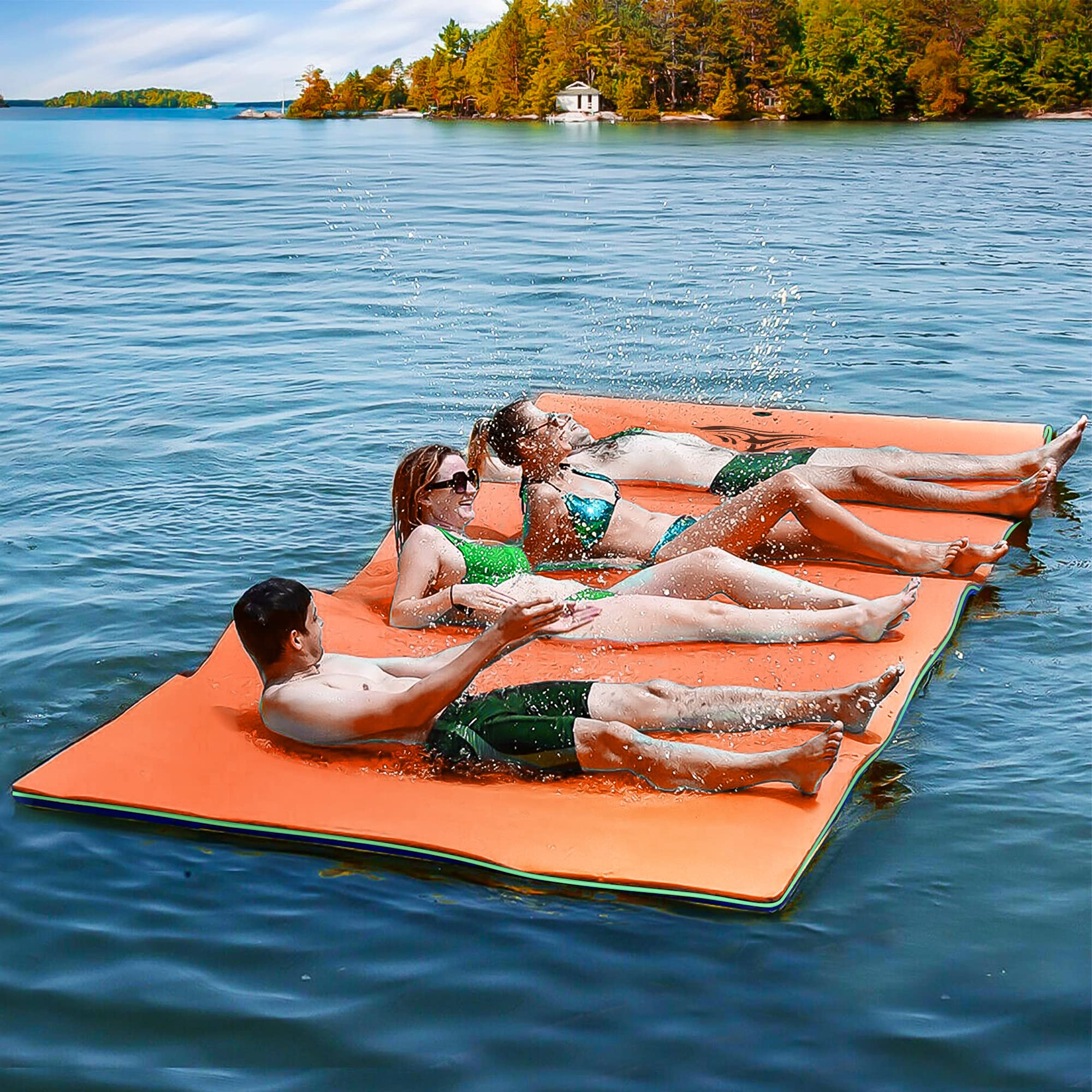 Premium Floating Water Pad - Extra Large 3-Layer Tear-Resistant XPE Foam Lily Pad Floating Mat with Storage Straps for Adults & Kids - Perfect for Pool, Lake, Sea, Beach Parties, Summer Water Activities and Relaxation