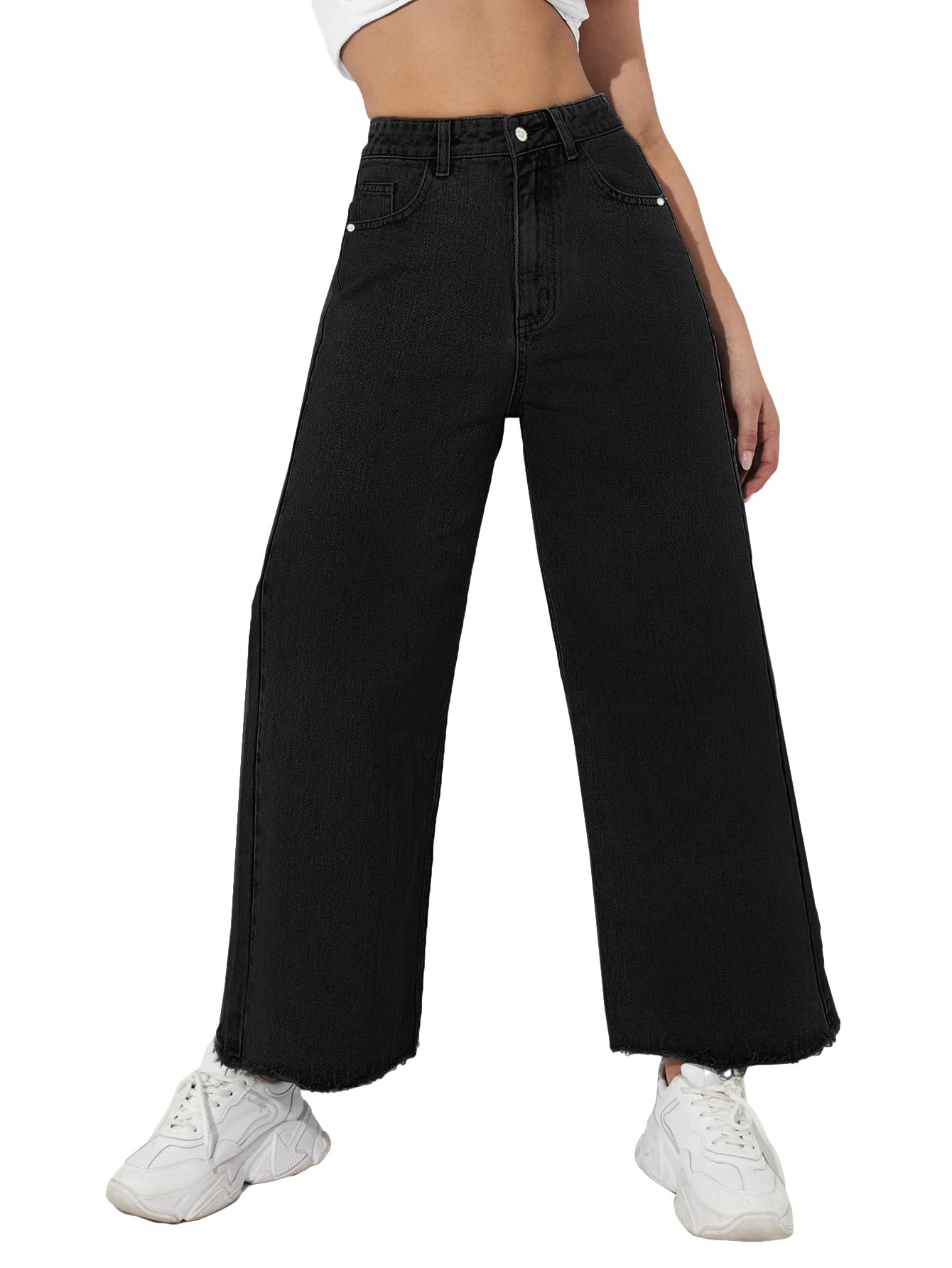 Stylish Women's High Waisted Cropped Jeans - Loose Wide Leg Denim Pants for Casual Outfits | Perfect for Streetwear, Shopping & Weekend Hangouts