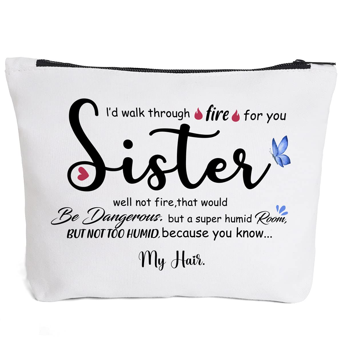 Fokongna Sister Gifts - Birthday Makeup Bag for Women & Girls, Best Friend Gift with Unique Fire Design - Perfect for Birthday, Christmas & Sister Appreciation Day Gifts