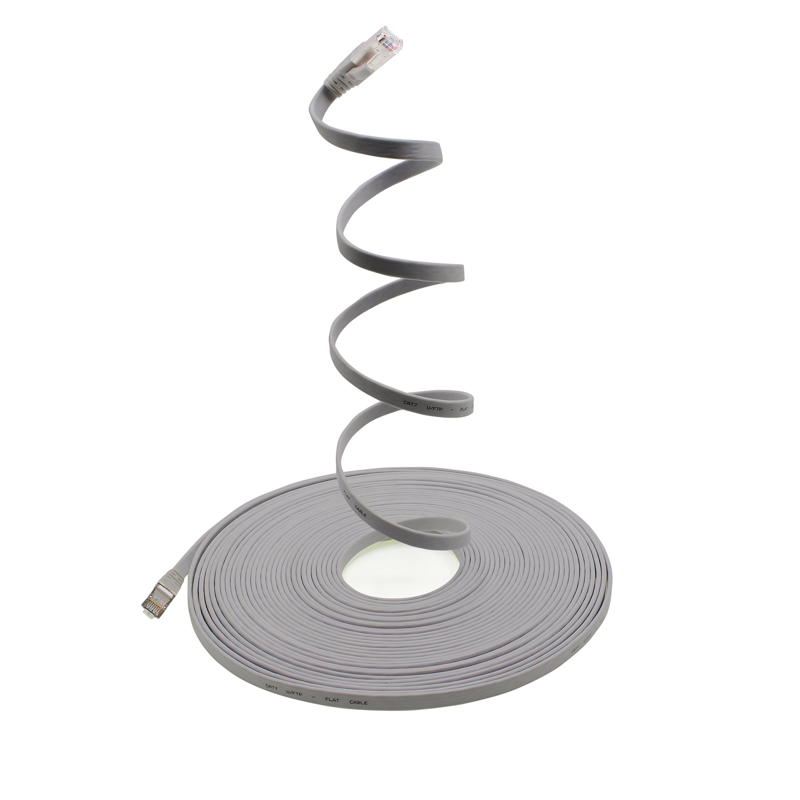 10-Pack 0.5m Gray Cat7 Flat Ethernet Cable - 10Gbps Gigabit LAN Network Cable, Slim RJ45 Patch Cord for Home/Office/Data Center Installation - Perfect for Gaming, Streaming & High-Speed Internet