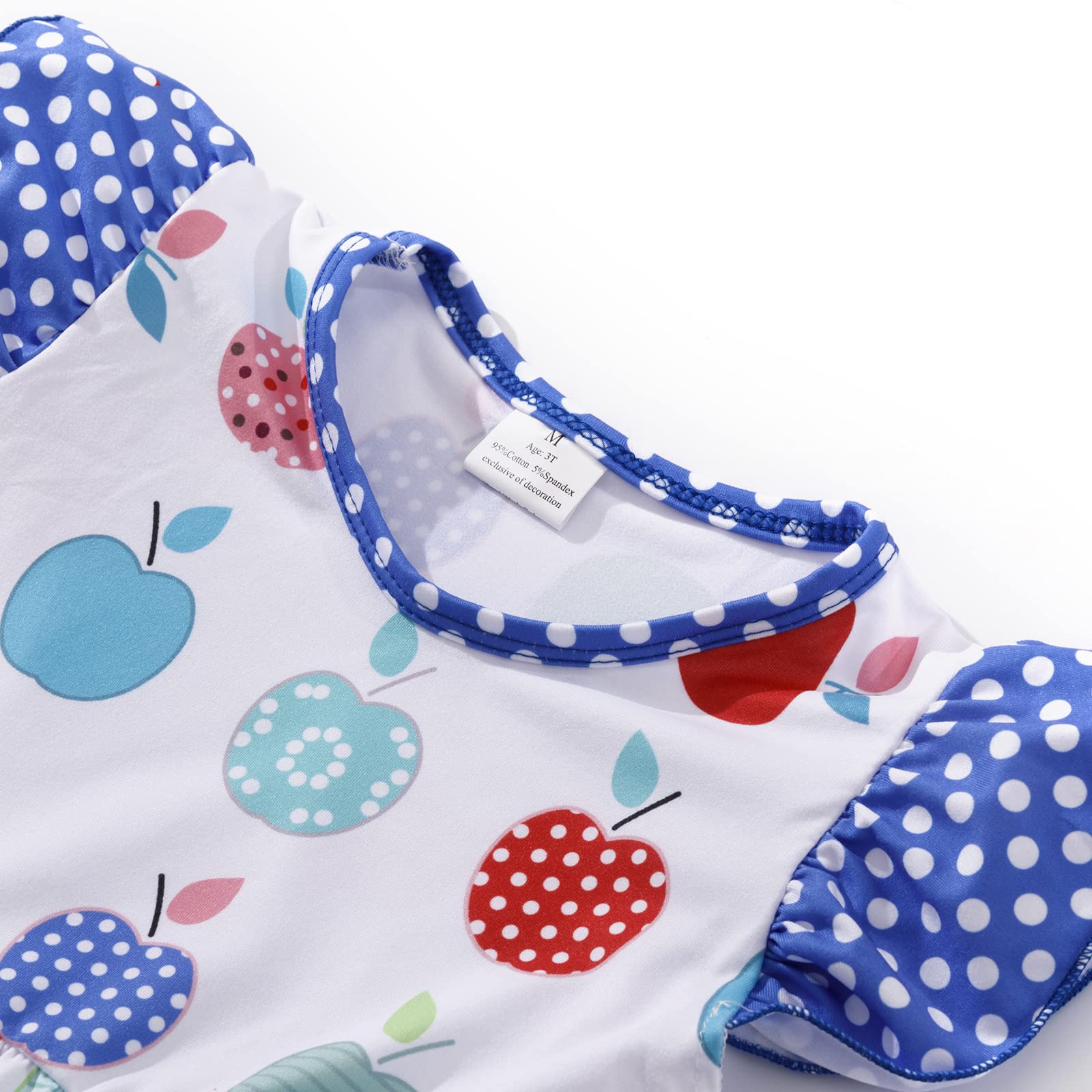 Toddler Girls' Yellow Apple Pencil Print Flutter Sleeve Ruffle Dress - Cute Back to School Outfit & Playdate Fashion