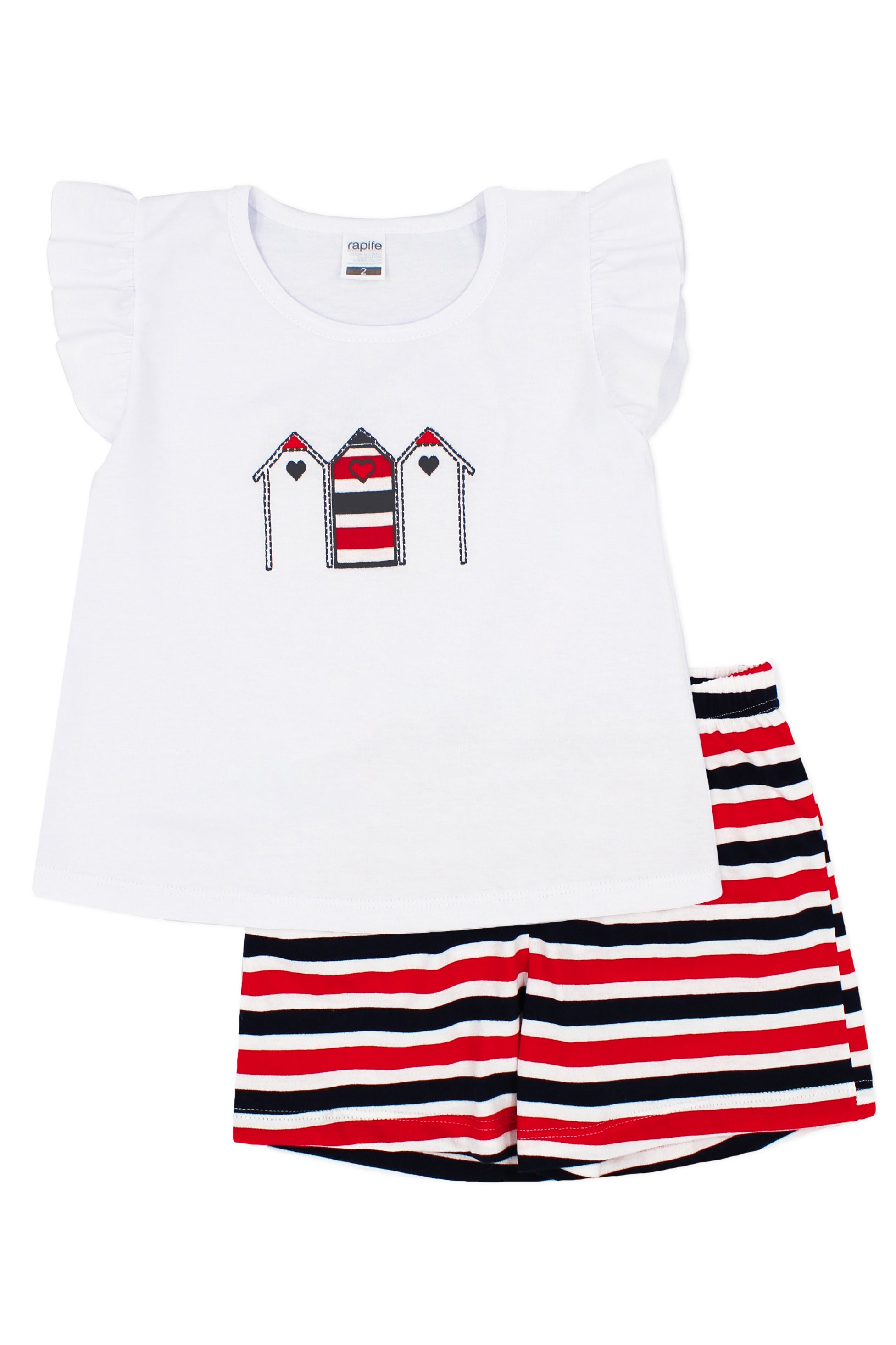 Stylish Silvana Red & Navy Striped Blouse & Shorts Set - Trendy Summer Outfit for Women - Perfect for Beach Vacations, Casual Outings & Date Nights