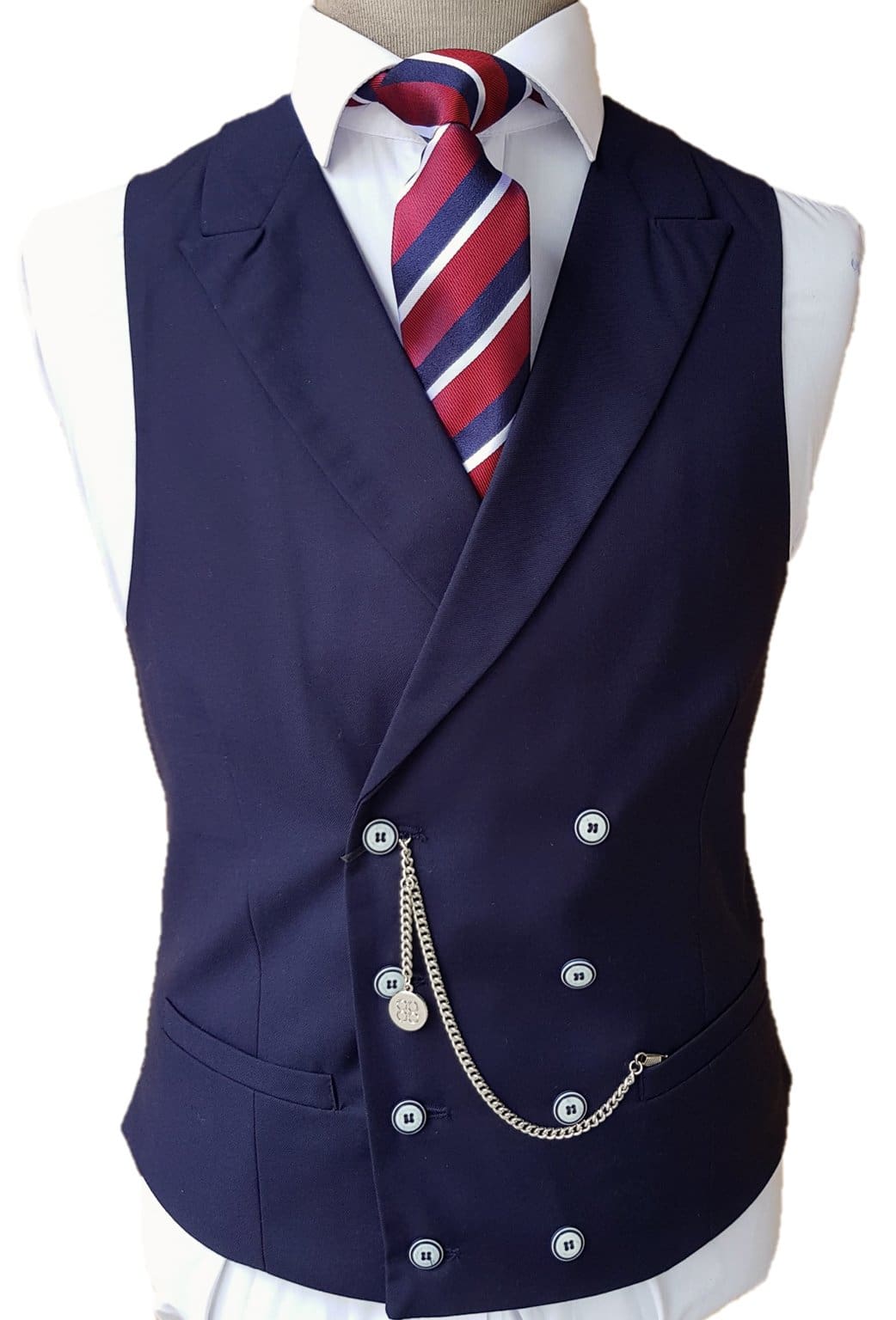 Cavani Lennox Navy Blue Double Breasted Waistcoat Vest for Men - Formal Business Attire, Wedding & Office Wear